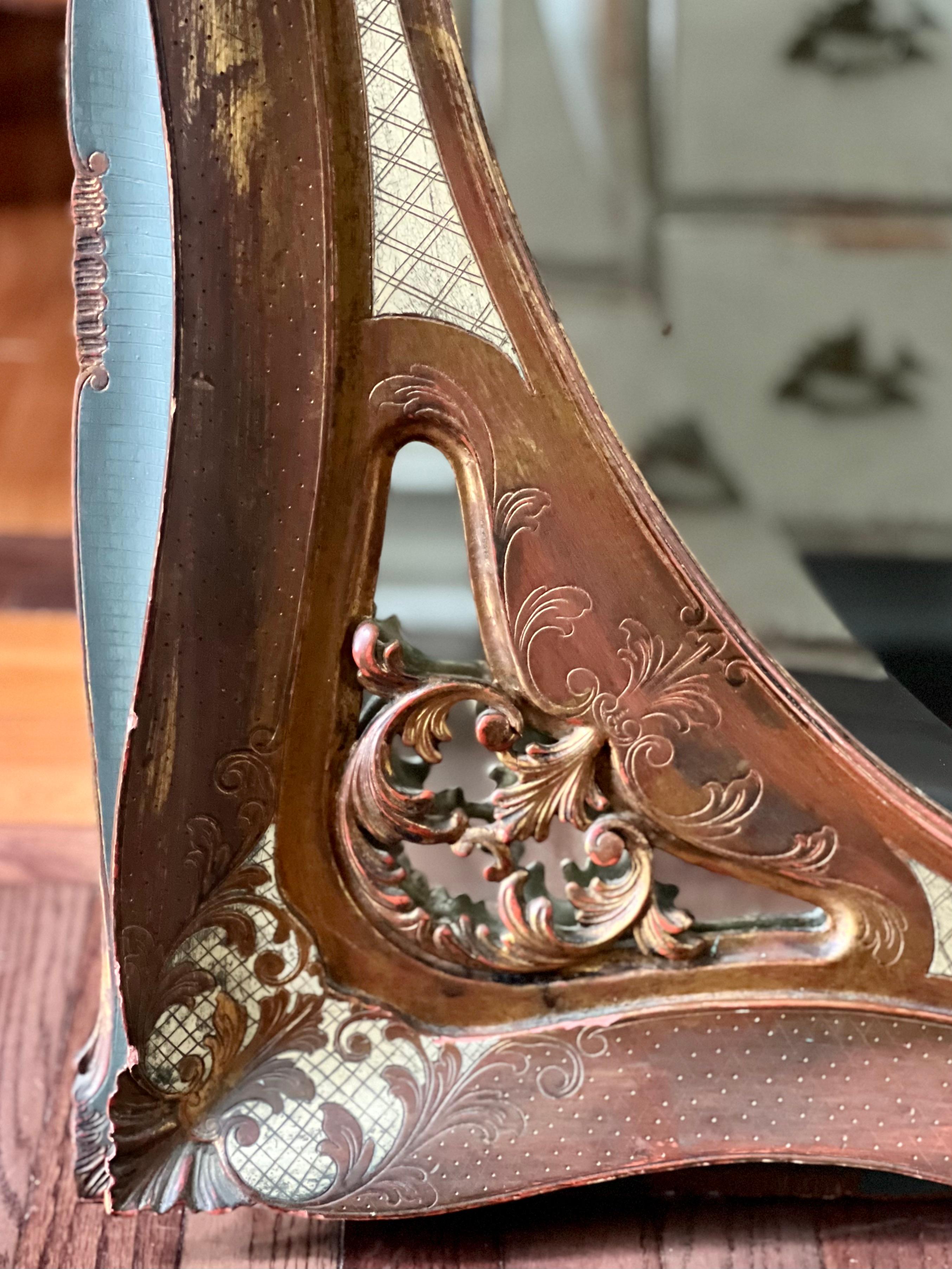 Antike italienische Barock Blattgold und emailliert abgeschrägten Spiegel im Angebot 1