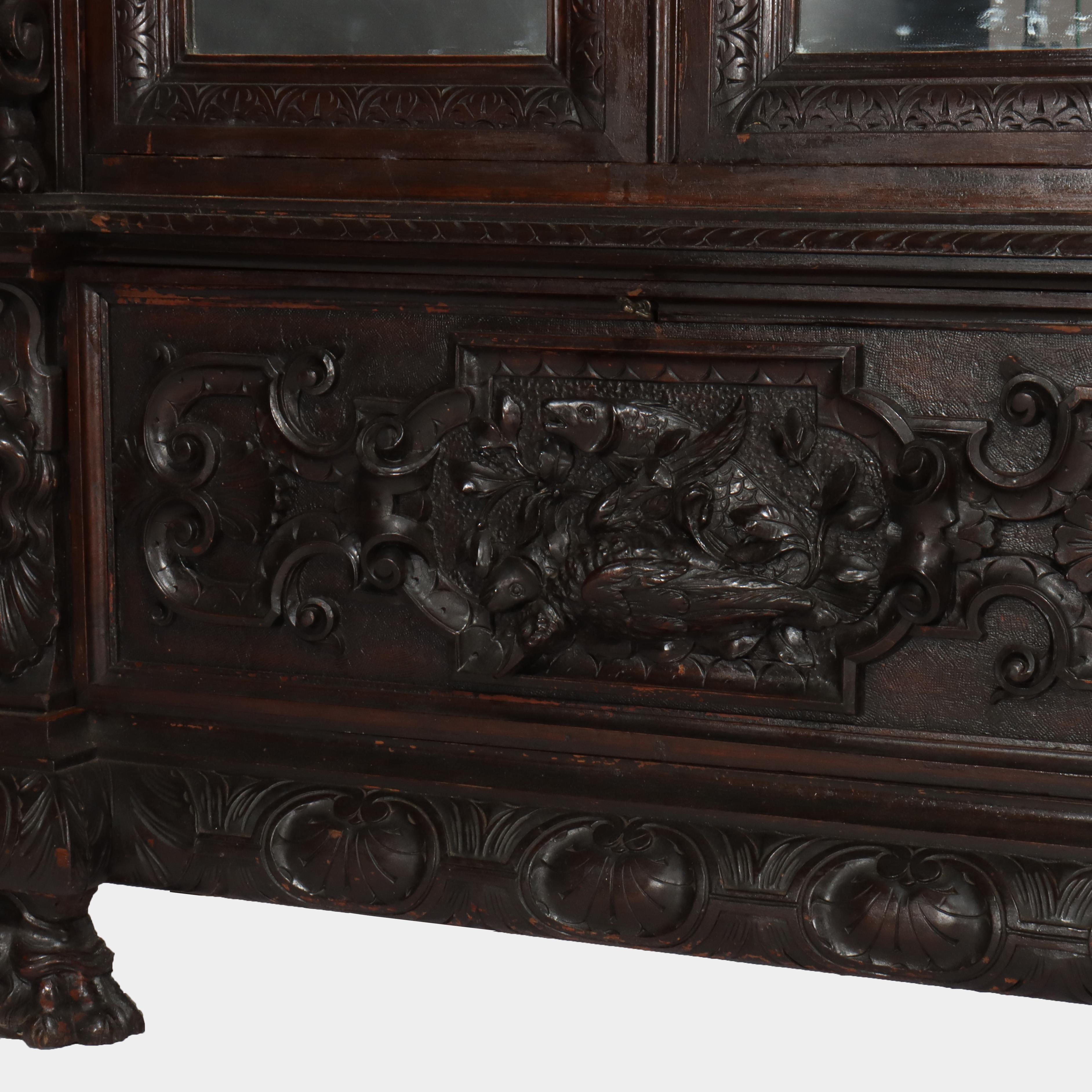 Antiguo Armario Barroco Italiano de Nogal Tallado con Figuras C1890 en venta 3