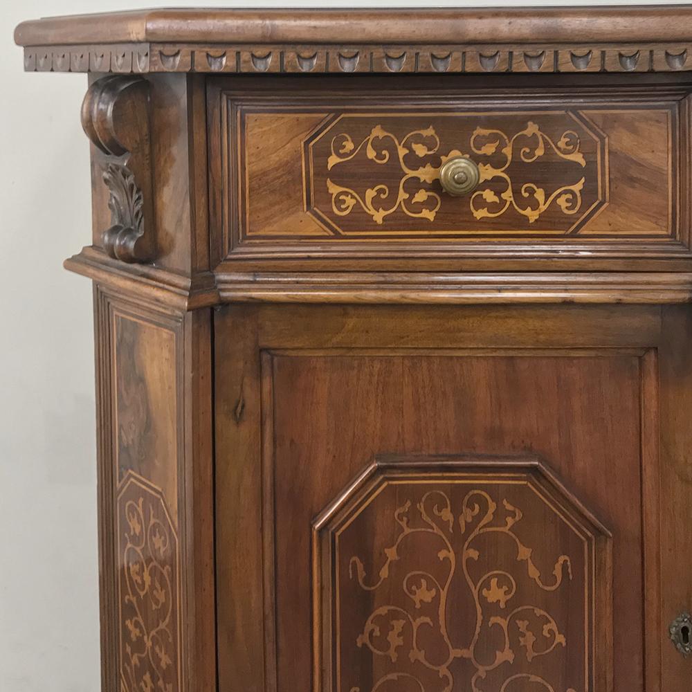 Satinwood Antique Italian Baroque Inlaid Walnut Buffet