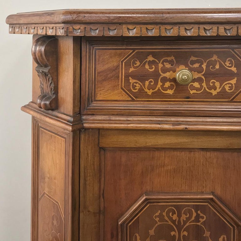 Antique Italian Baroque Inlaid Walnut Buffet For Sale at 1stDibs