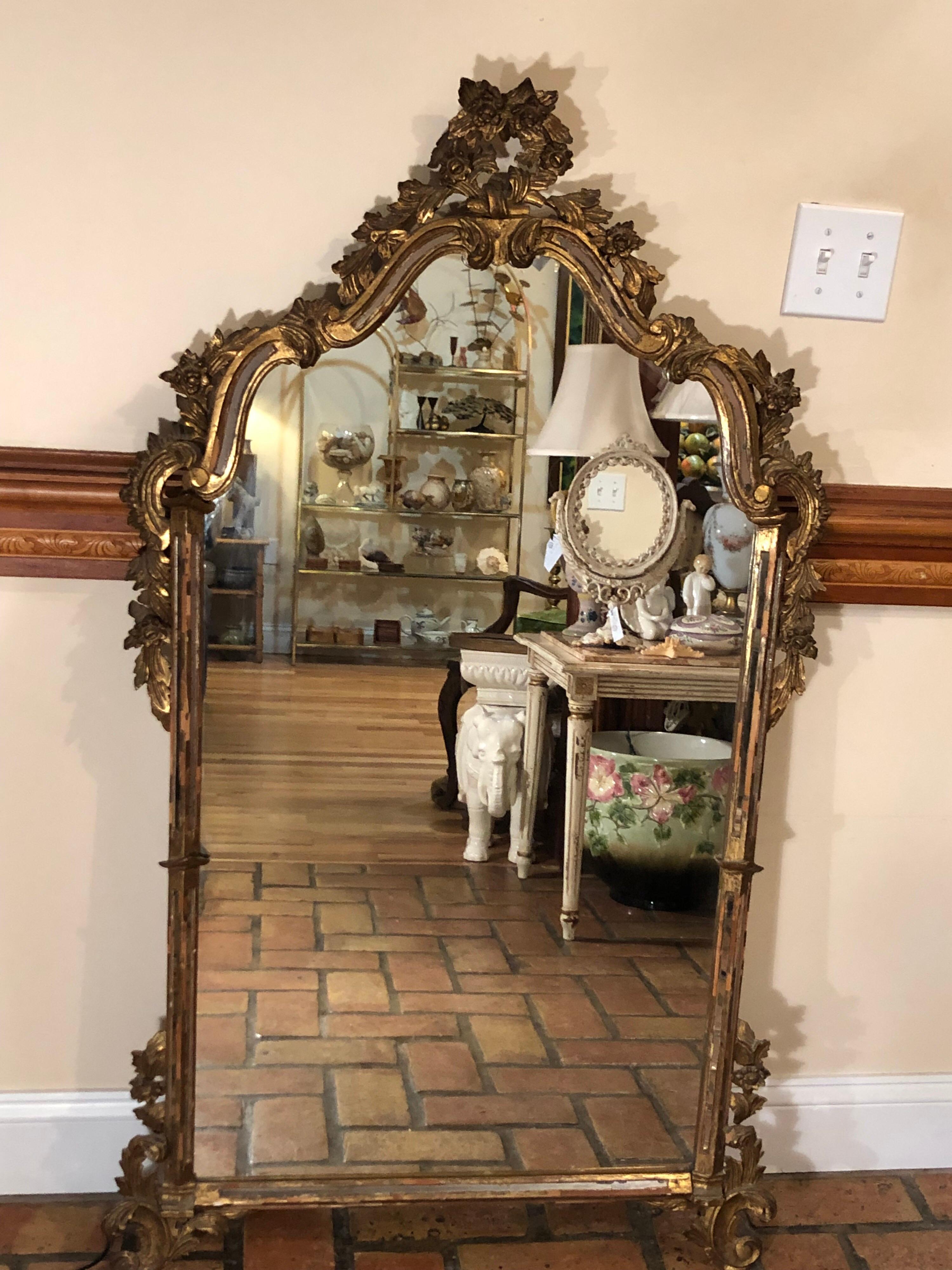 Antique Italian Baroque Mirror Attributed to Labarge In Good Condition In Redding, CT