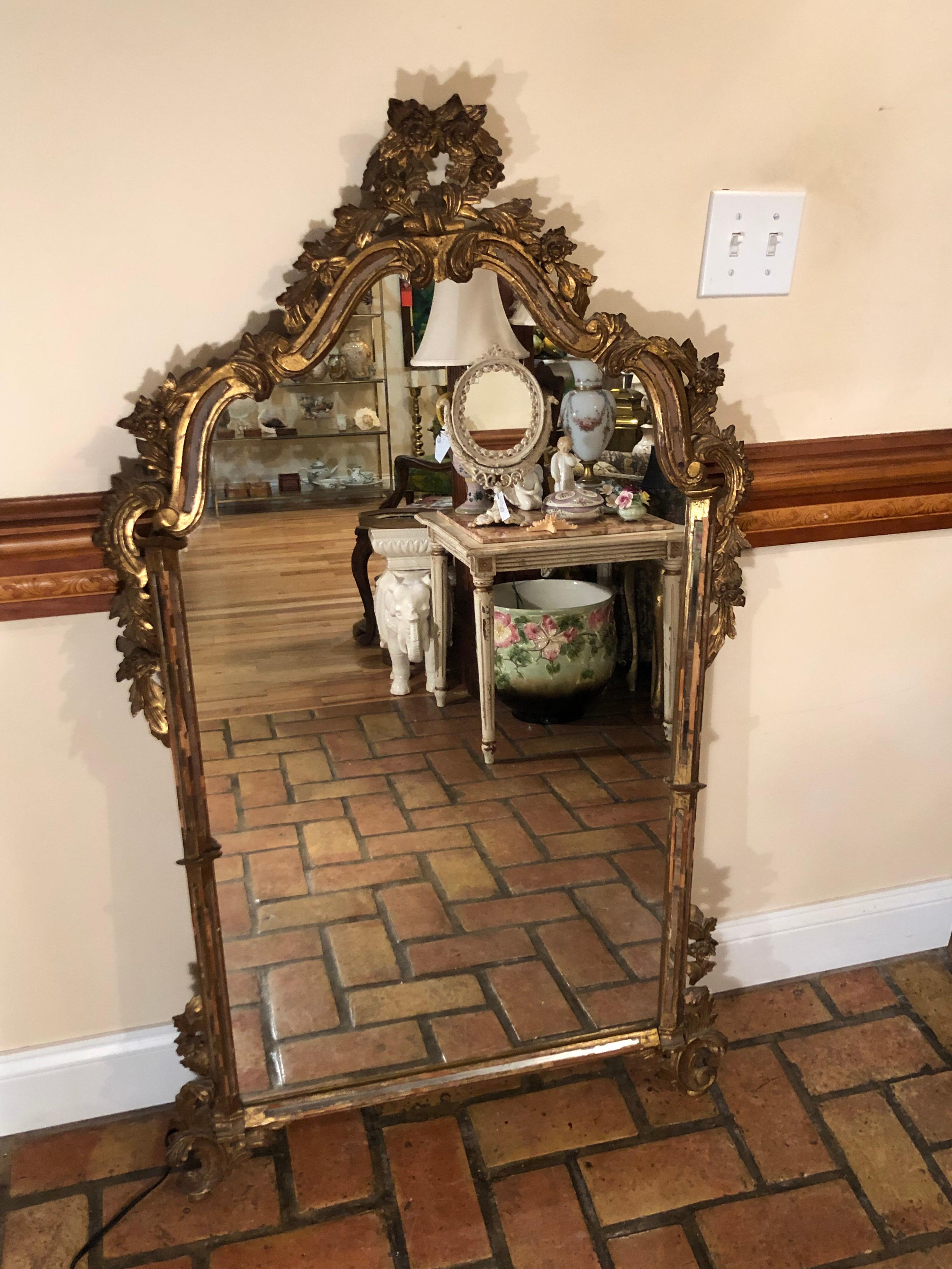 Wood Antique Italian Baroque Mirror Attributed to Labarge