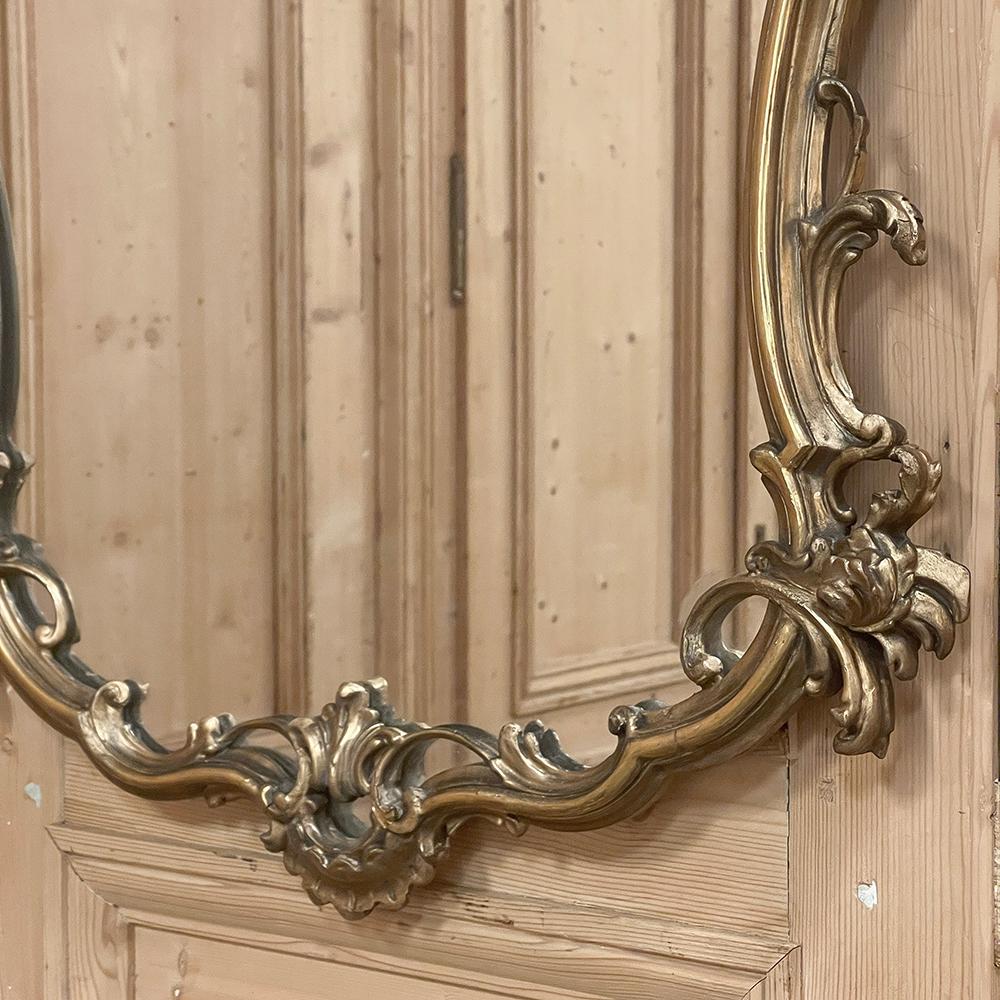 Antique Italian Baroque Patinaed Giltwood Mirror For Sale 9