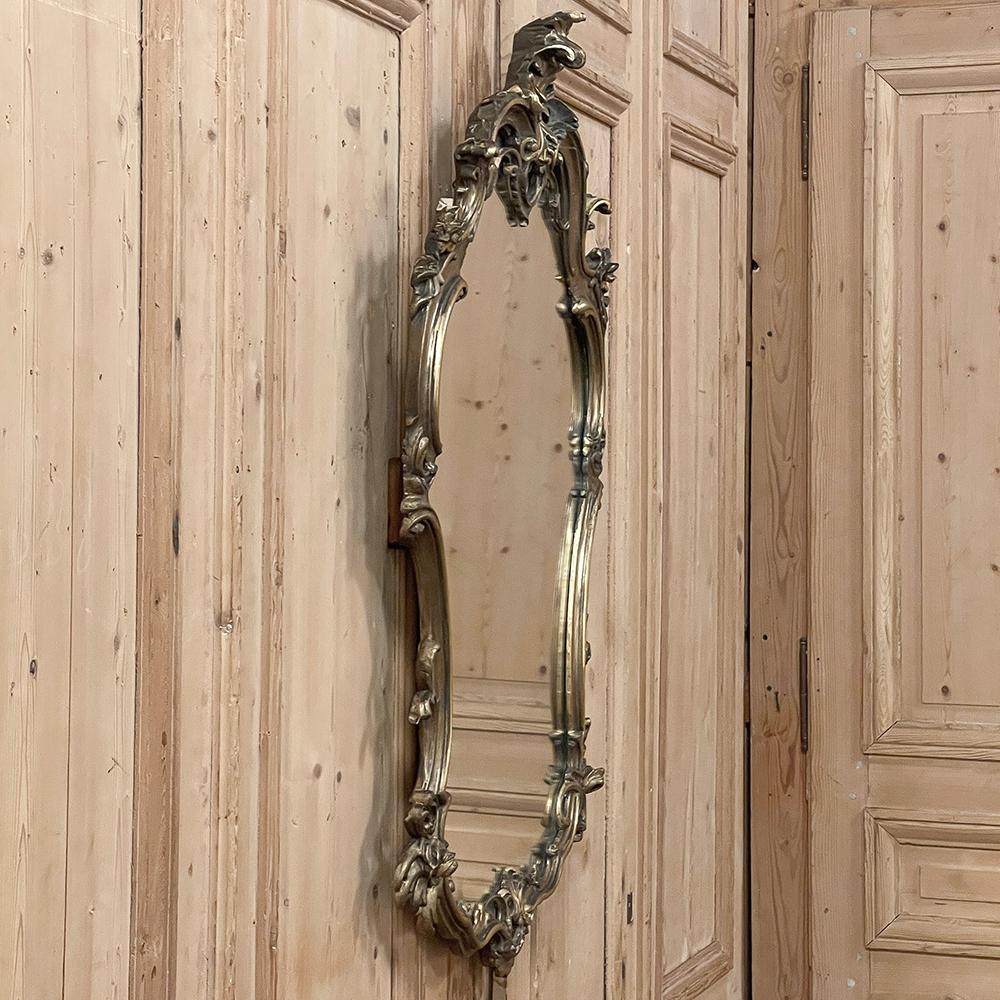 Antique Italian Baroque Patinaed Giltwood Mirror For Sale 11