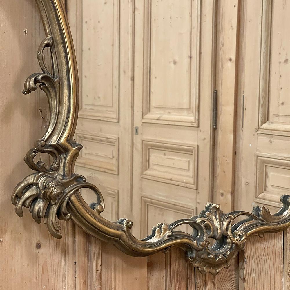Antique Italian Baroque Patinaed Giltwood Mirror For Sale 2