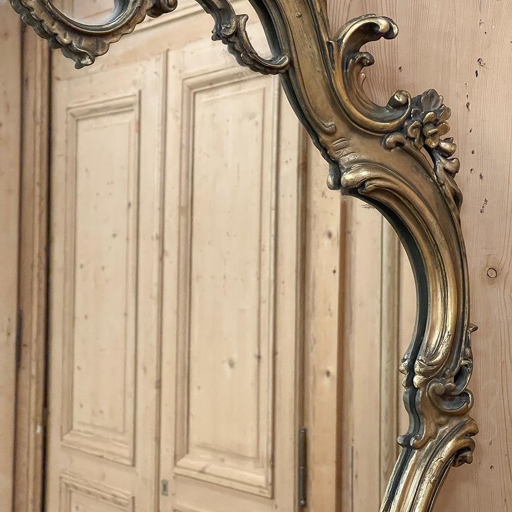 Antique Italian Baroque Patinaed Giltwood Mirror For Sale 3