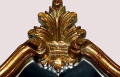 Antique Italian Baroque Rococo Gilt Wood Wall Mirror