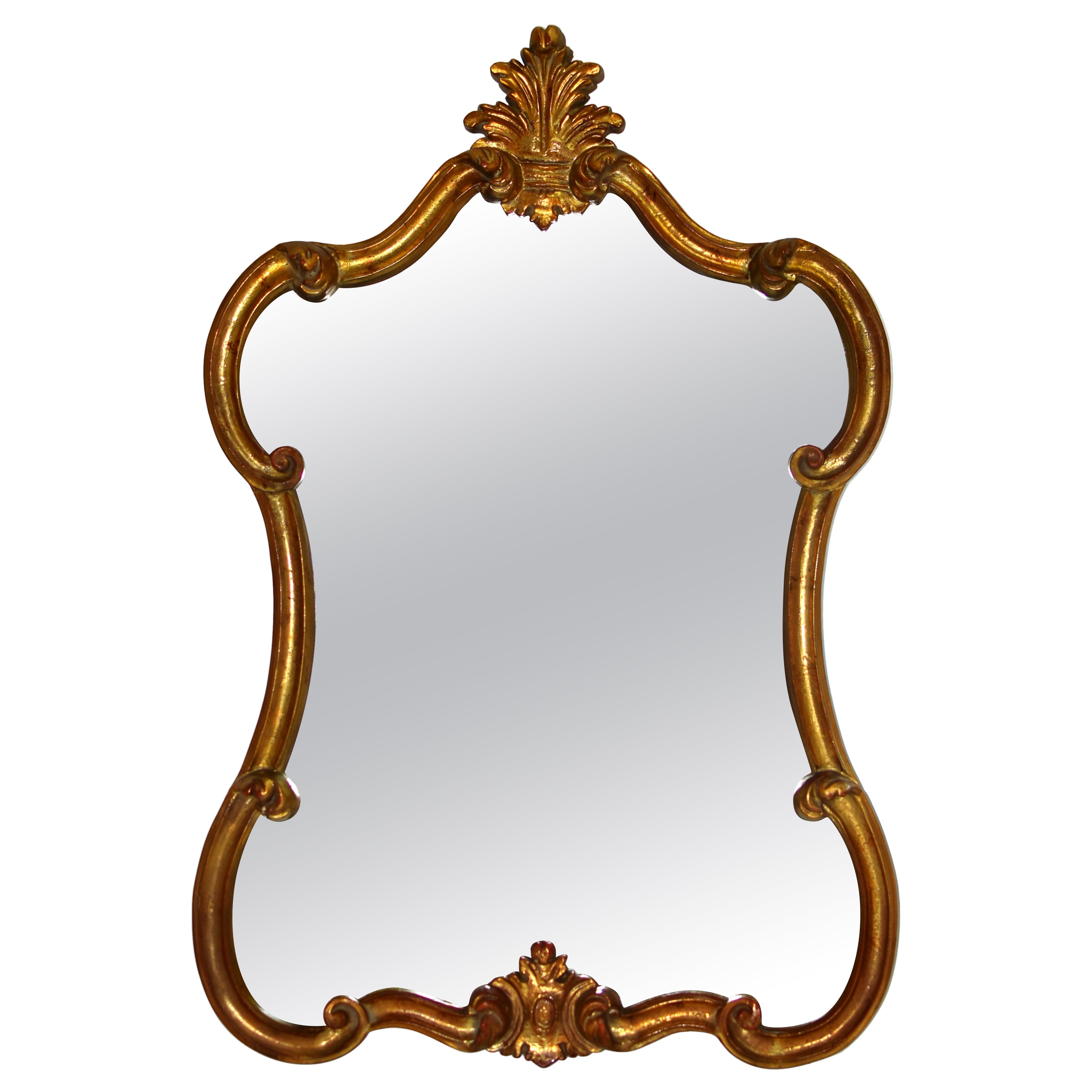 Antique Baroque italien Rococo Wood Wood Mirror doré