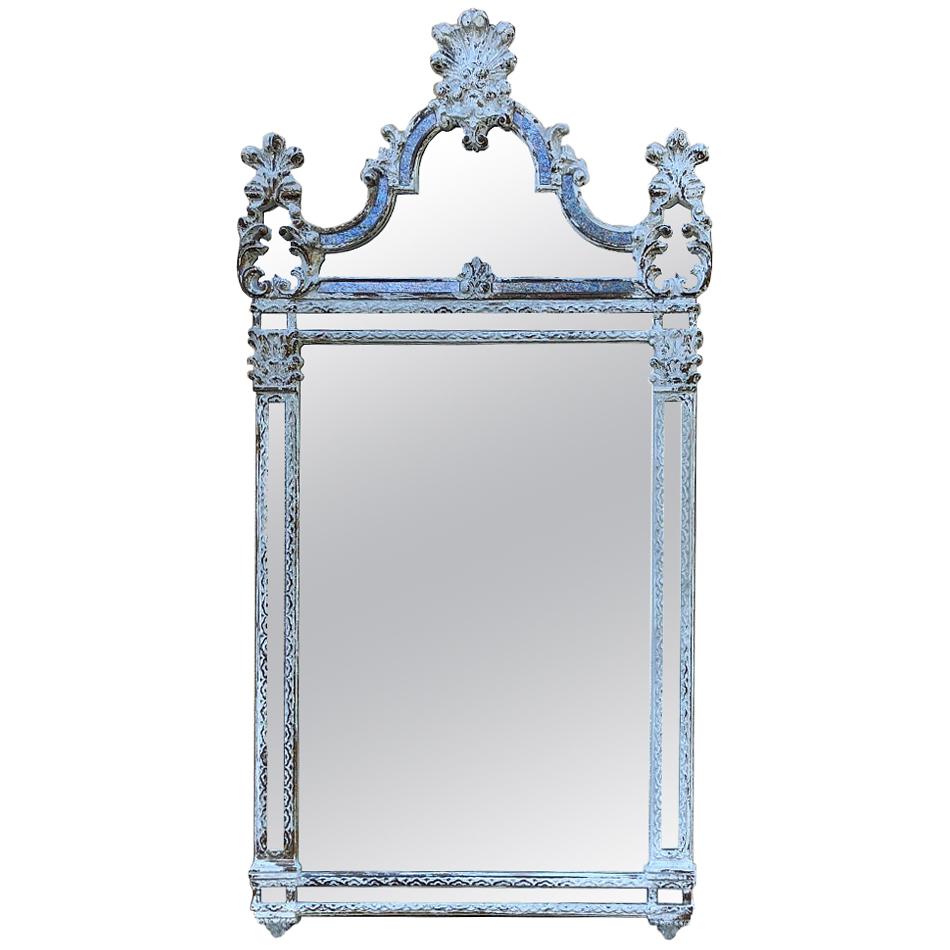 Antique Italian Baroque Silvered Mirror
