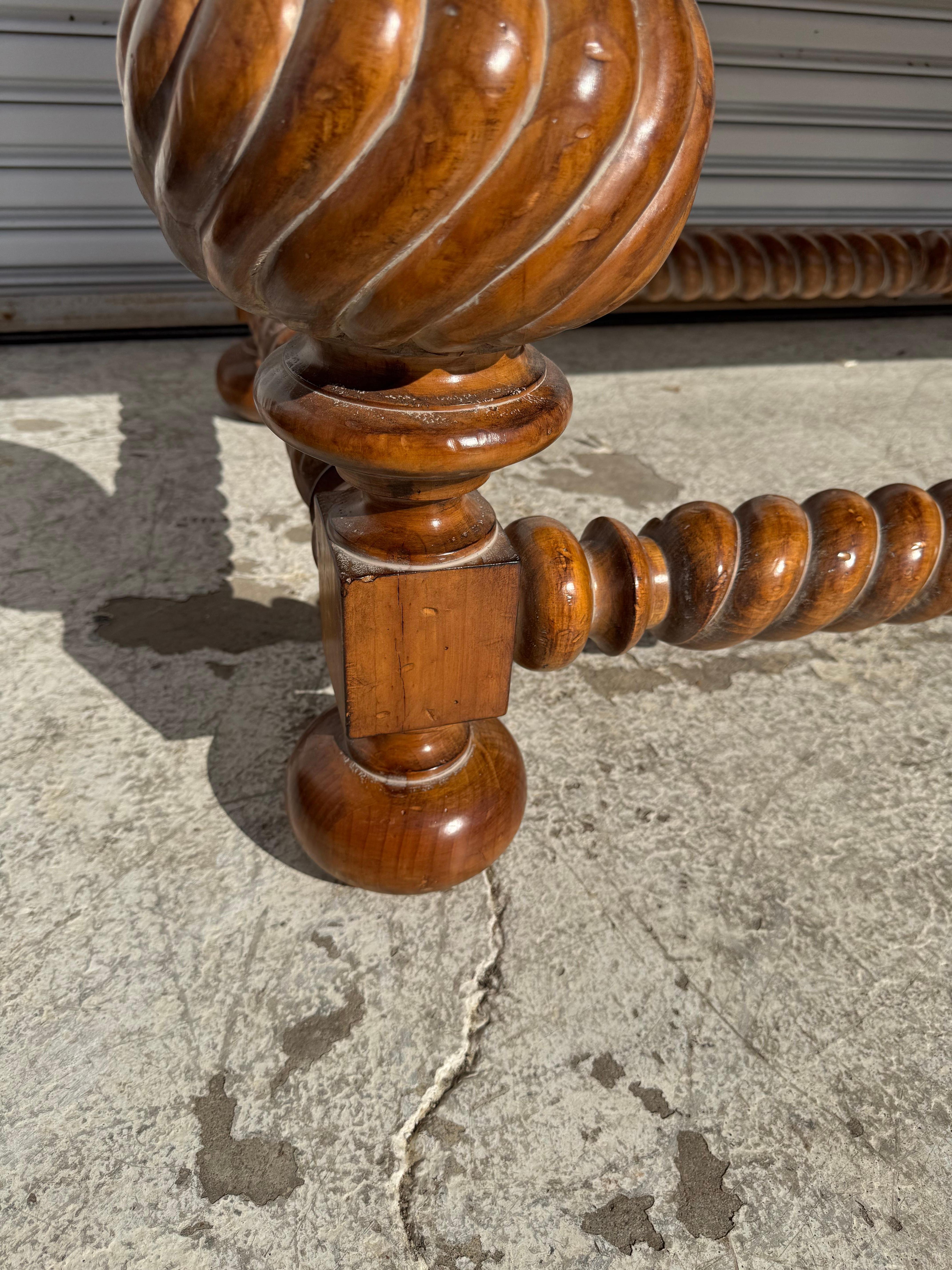 Antique Italian Baroque Style Barley Twist Walnut Writing Table For Sale 2