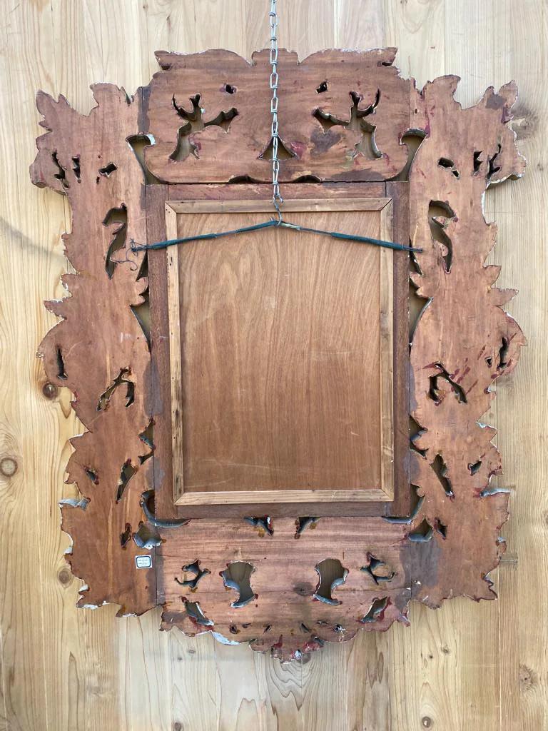Antique Italian Baroque Style Ornate Carved Wall Mirror  For Sale 4