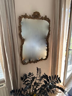 Antique Italian Baroque Wall Mirror with Gilded Carved Frame, Early 20th Century