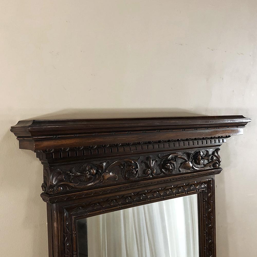 Néo-baroque Miroir baroque italien ancien en noyer en vente