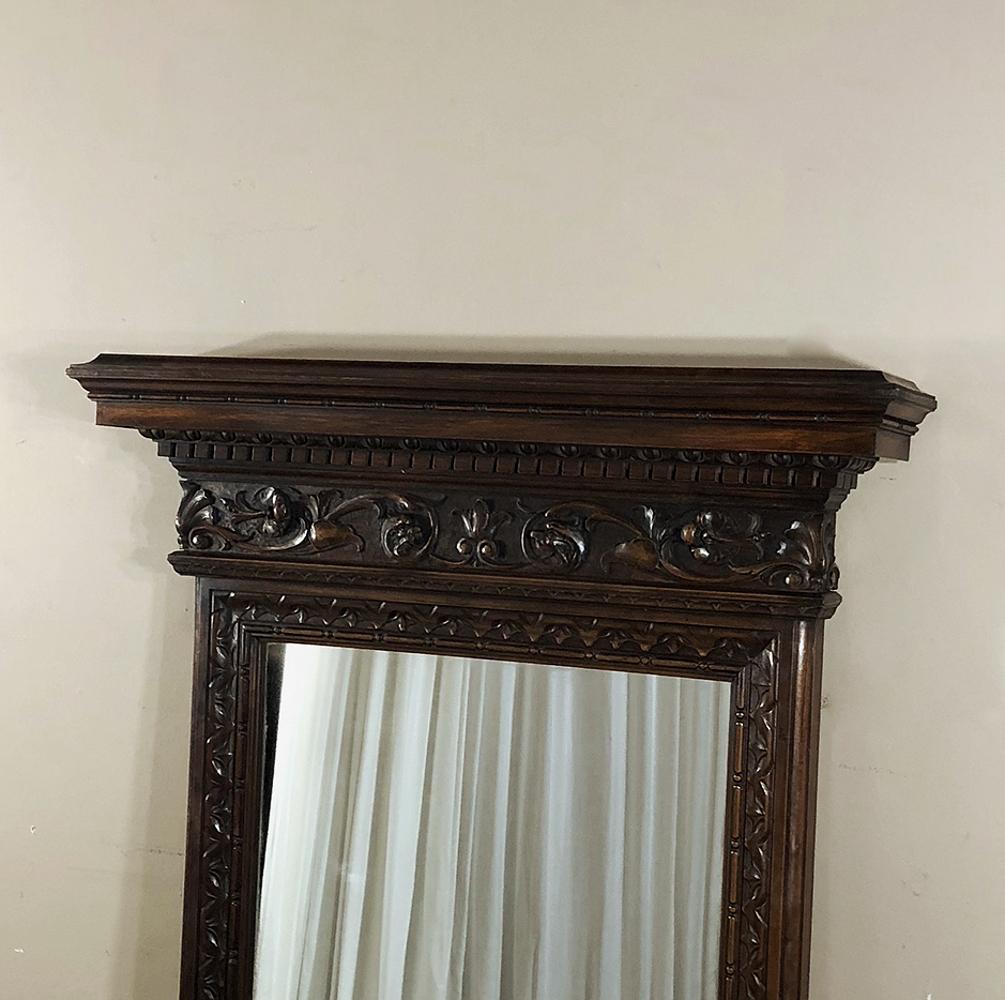 20th Century Antique Italian Baroque Walnut Mirror For Sale