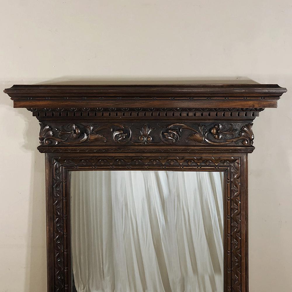 Antique Italian Baroque Walnut Mirror For Sale 3