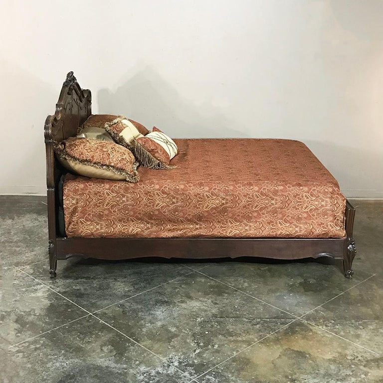 Antique Italian Baroque Solid Walnut Queen Bed For Sale at 1stdibs