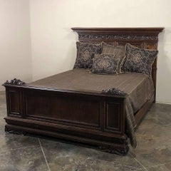 Antique Italian Baroque Walnut Queen Bed