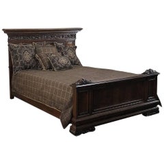 Antique Italian Baroque Walnut Queen Bed