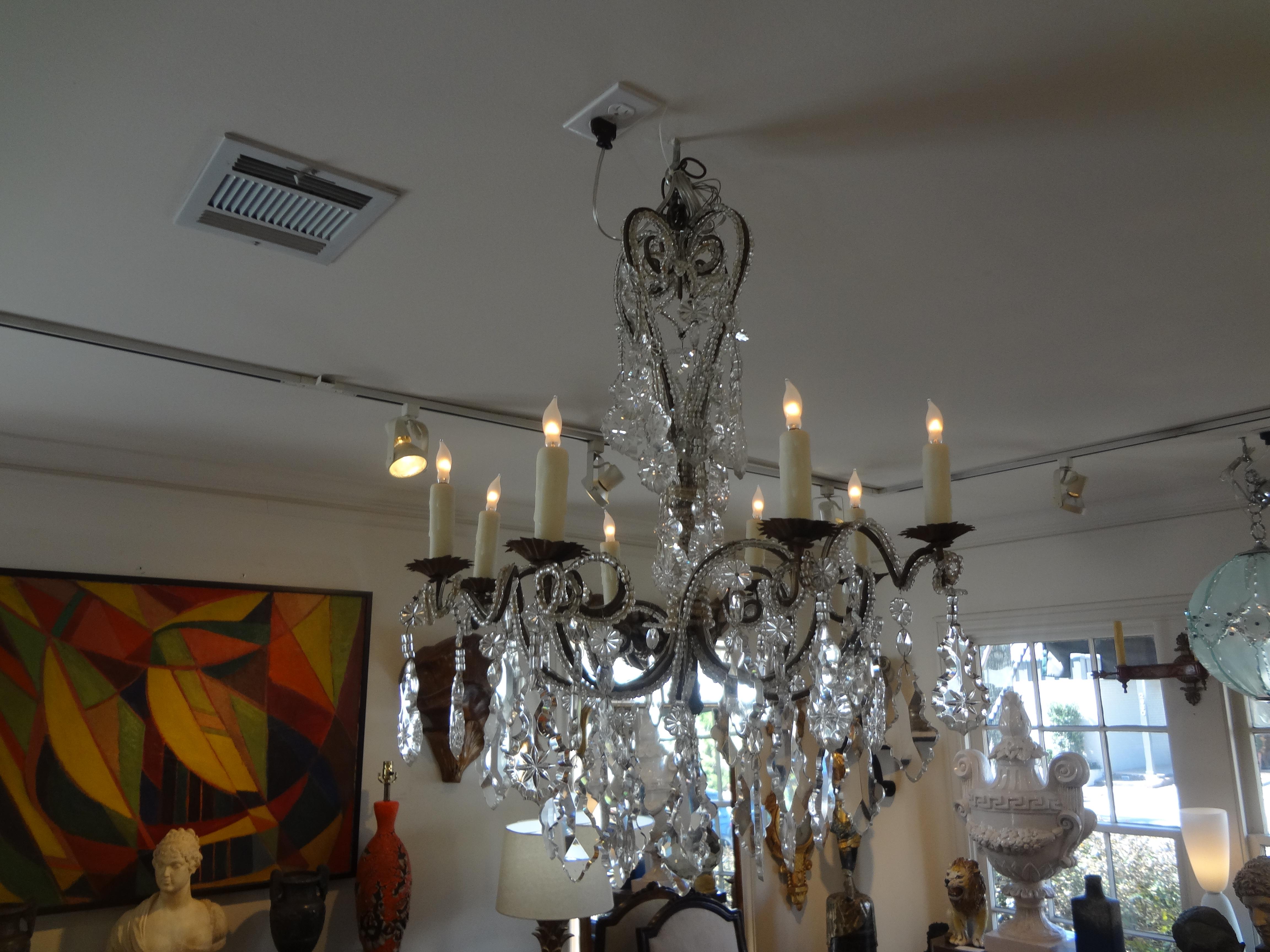 Antique Italian Beaded and Crystal Chandelier For Sale 7