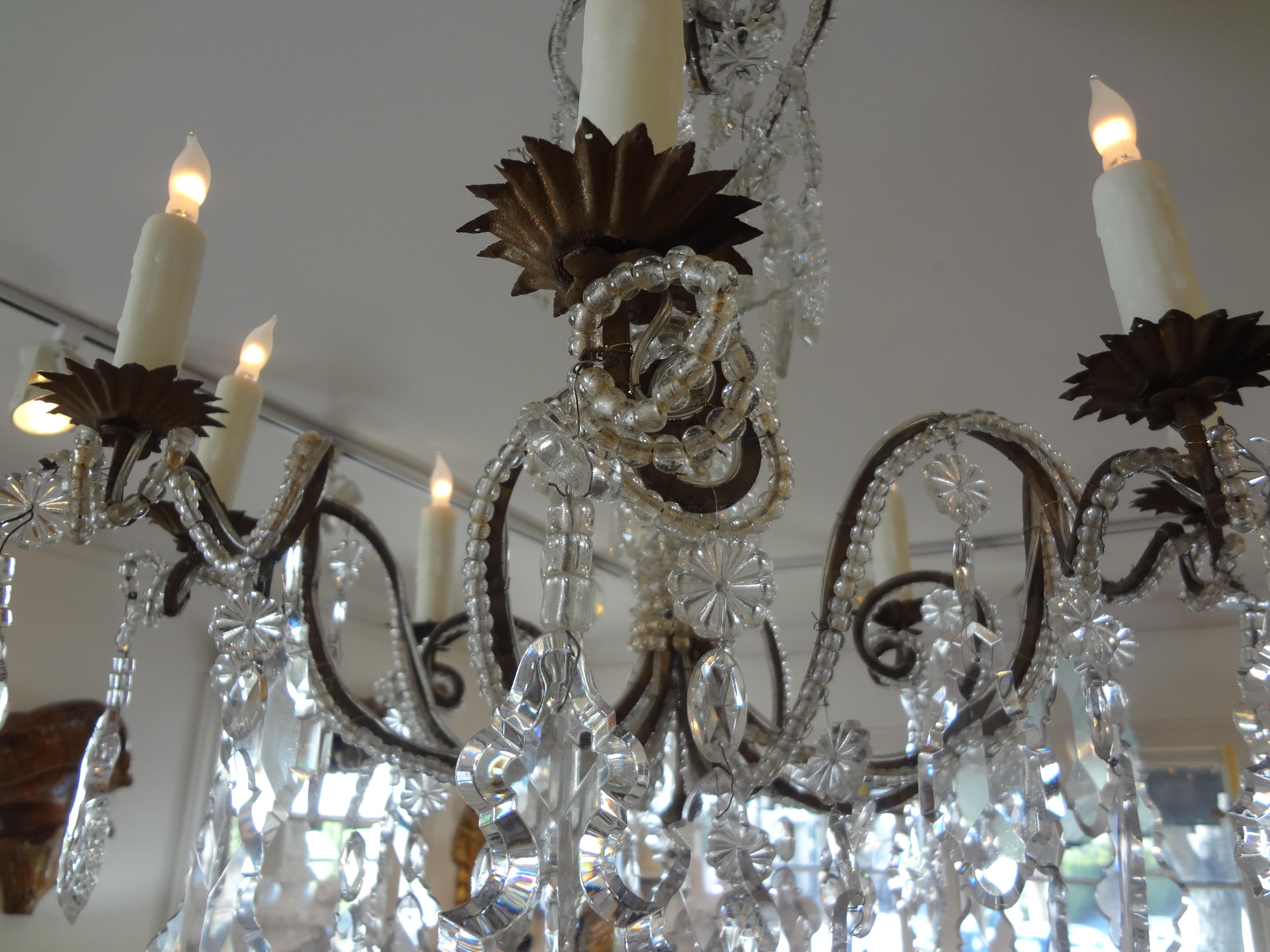 Antique Italian Beaded and Crystal Chandelier For Sale 1