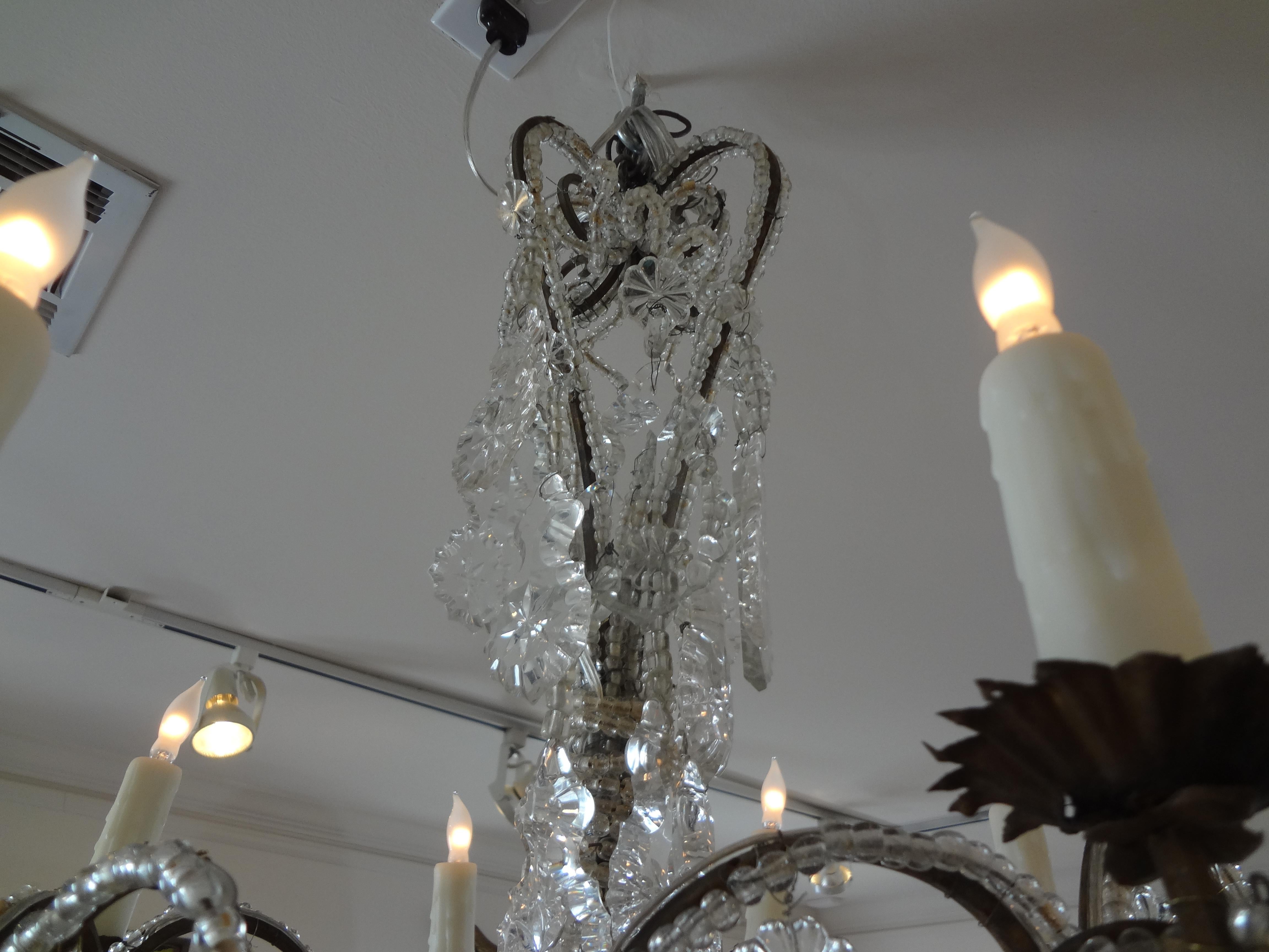 Antique Italian Beaded and Crystal Chandelier For Sale 2