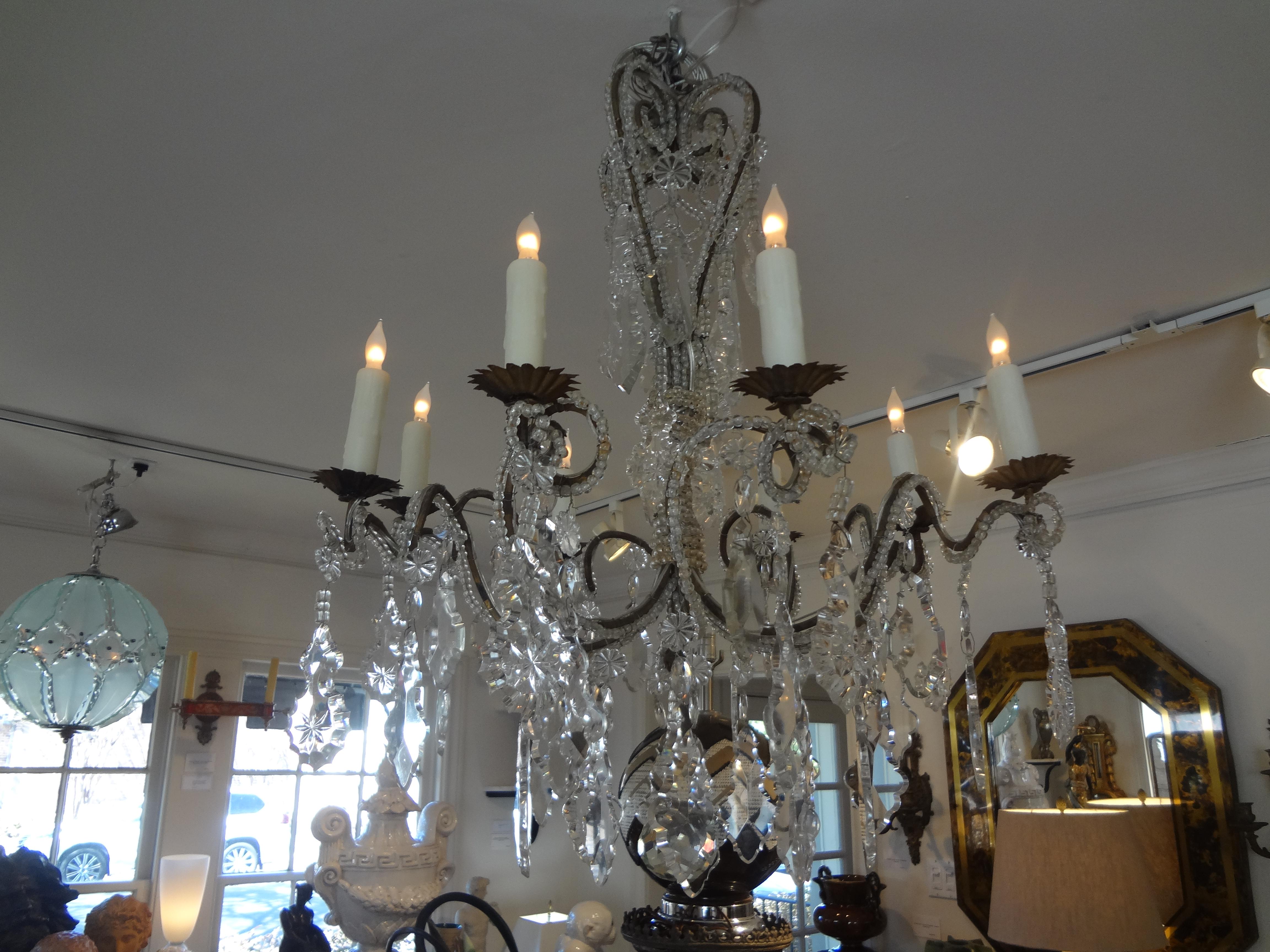 Antique Italian Beaded and Crystal Chandelier For Sale 3