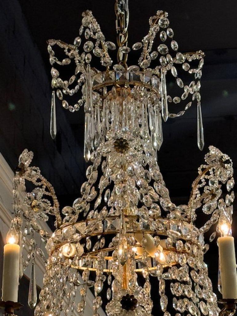 Lustre italien ancien en forme de panier perlé Bon état - En vente à Dallas, TX