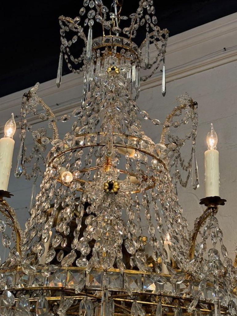 Métal Lustre italien ancien en forme de panier perlé en vente