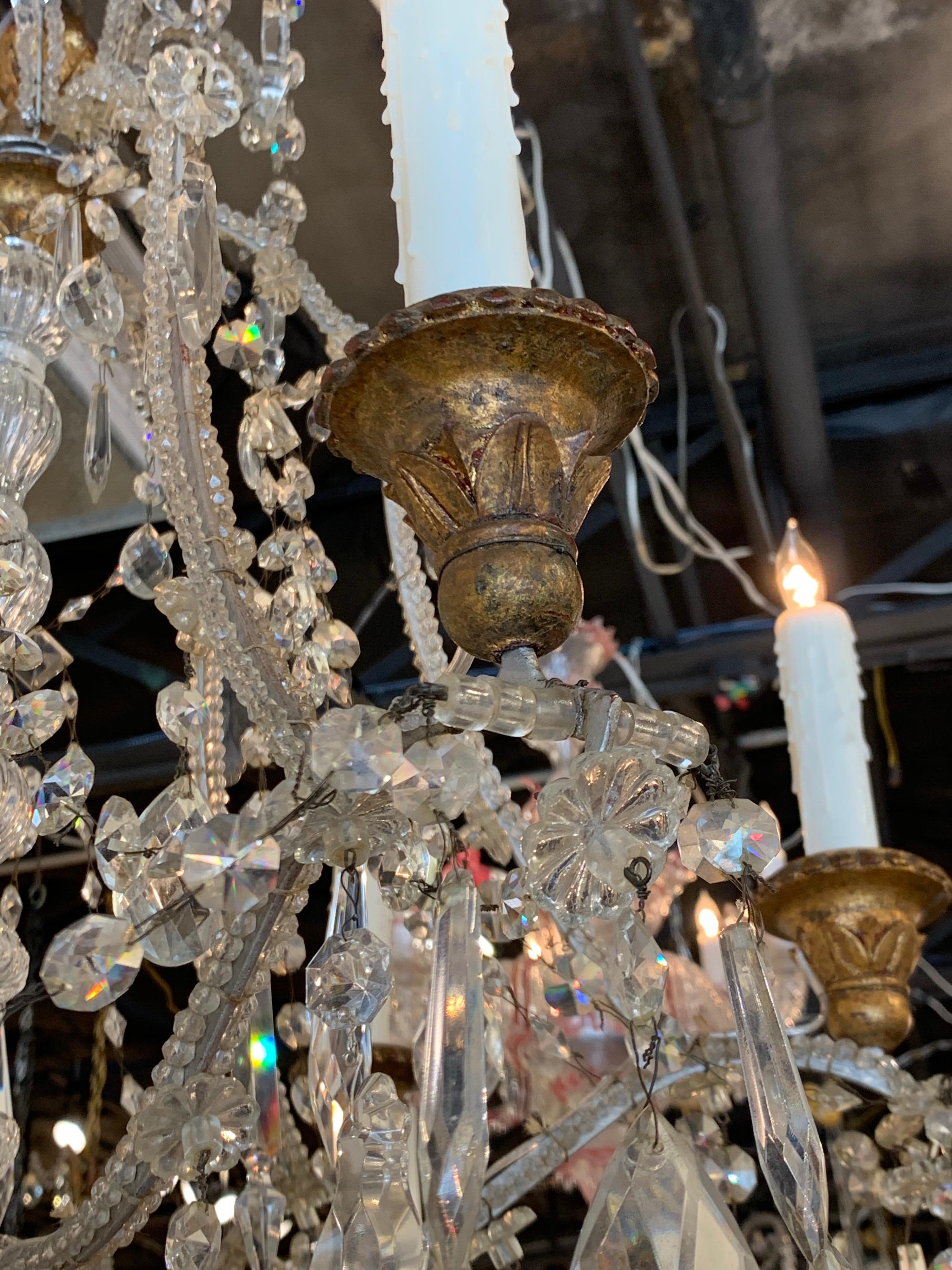 Antique Italian Beaded Crystal 6-Light Chandelier 1