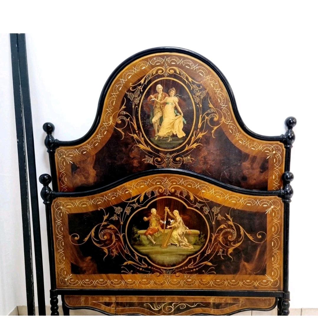 Ancien Lit Italien Napoléon III Période Fer Double Taille Bon état - En vente à Buxton, GB