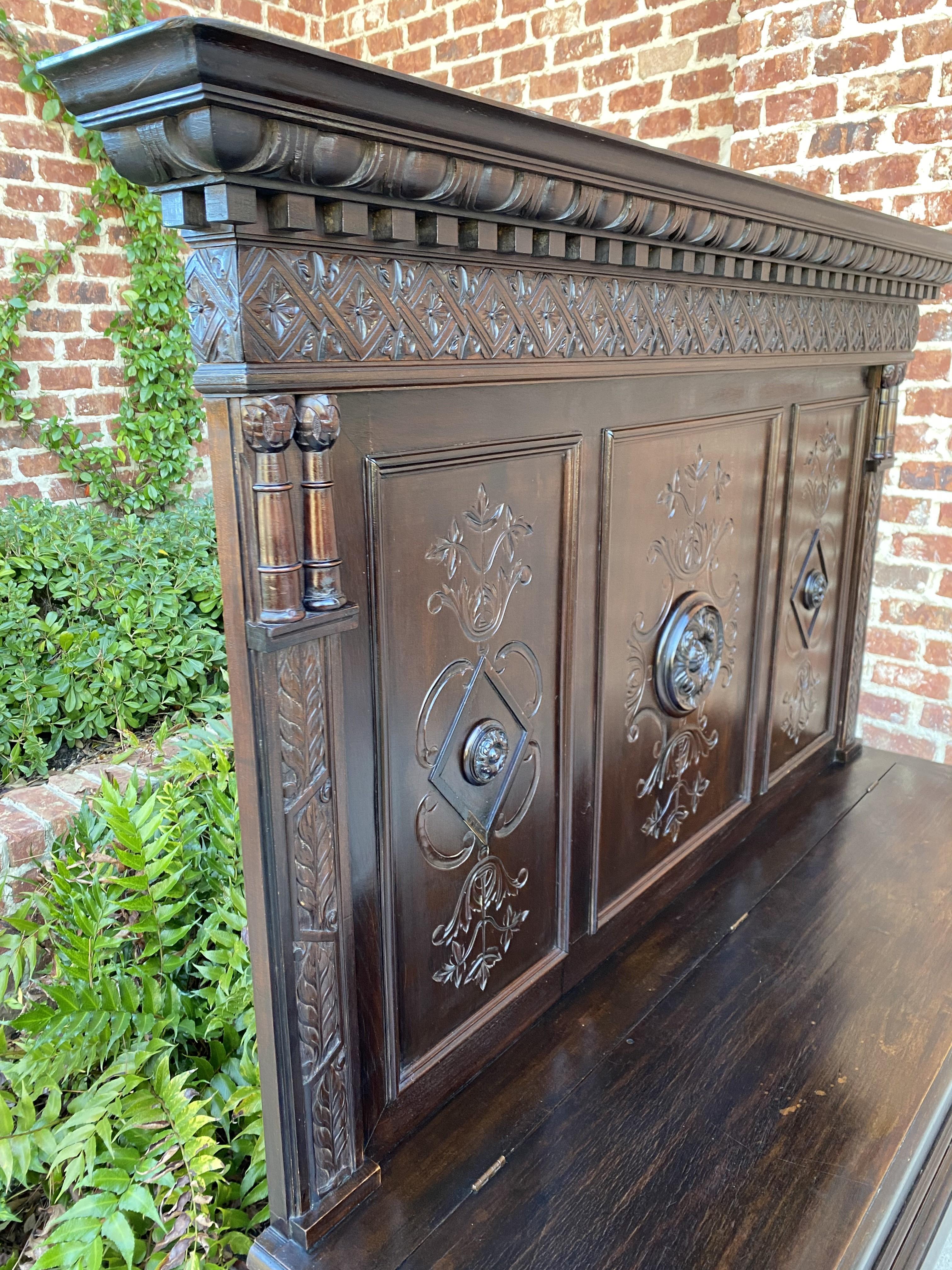 Antique Italian Bench Settee Entry Hall Foyer Renaissance Revival Oak 19th C For Sale 3