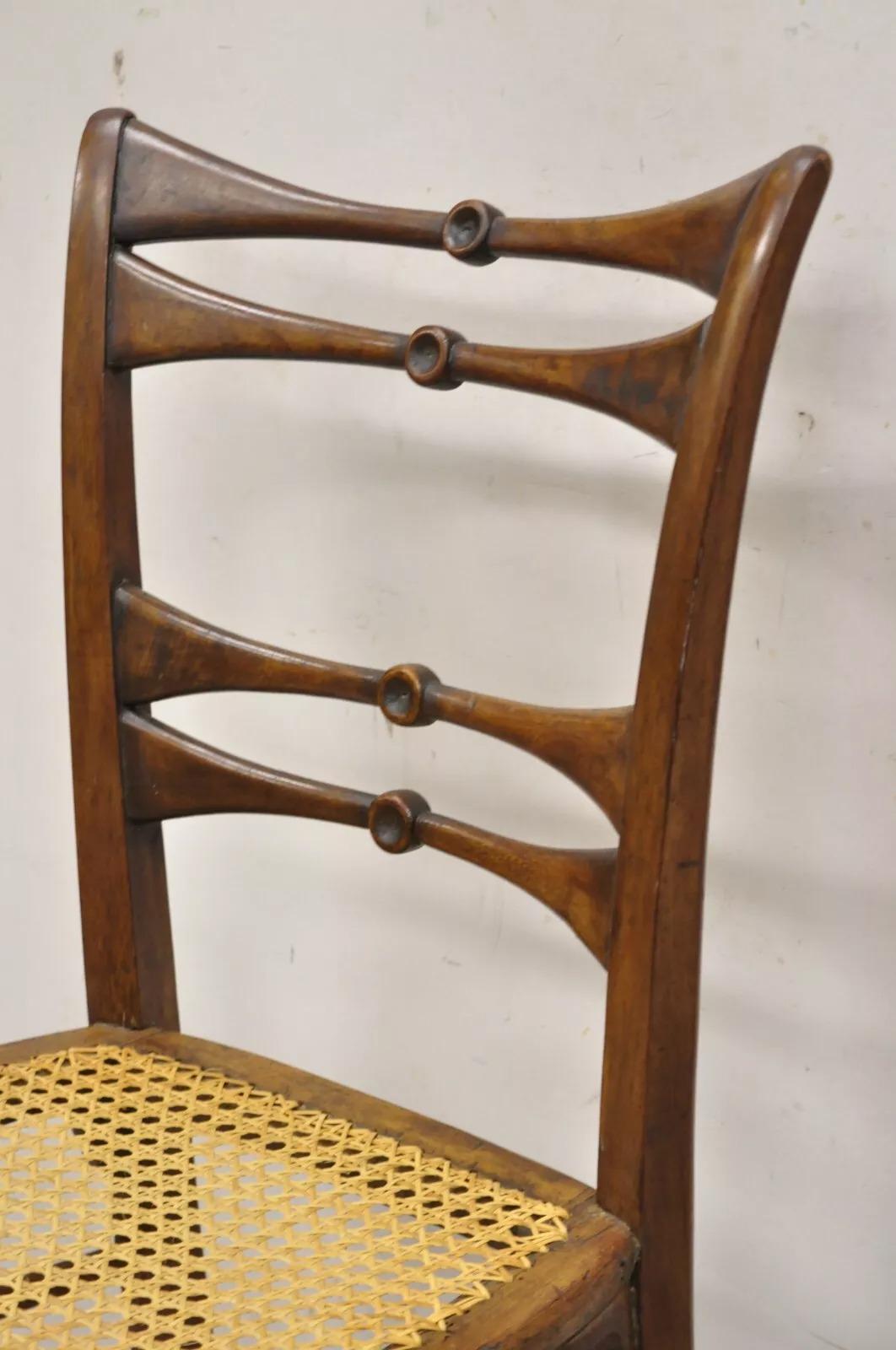 Unknown Antique Italian Biedermeier Arts & Crafts Walnut Bowtie Chiavari Side Chair Pair For Sale