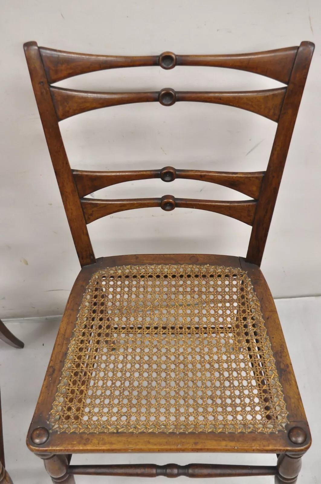 19th Century Antique Italian Biedermeier Arts & Crafts Walnut Bowtie Chiavari Side Chair Pair For Sale