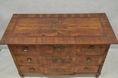 Antique Italian Biedermeier Burr Walnut 3 Drawer Commode Dresser Chest of Drawer