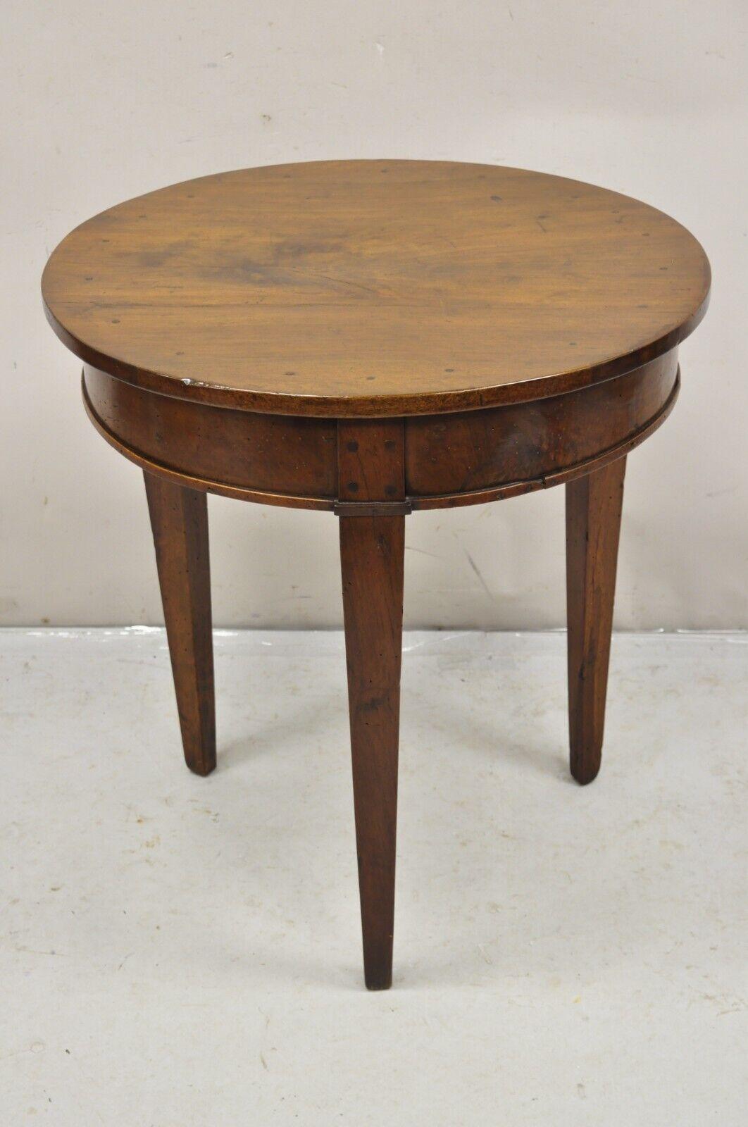 Antique Italian Biedermeier Country Provincial Cherry 1 Drawer Round Side Table 5