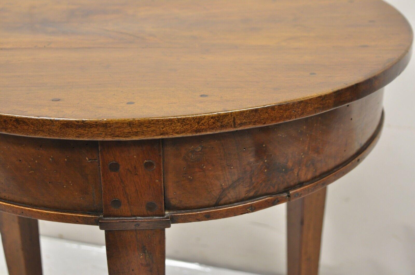 Antique Italian Biedermeier Country Provincial Cherry 1 Drawer Round Side Table For Sale 6