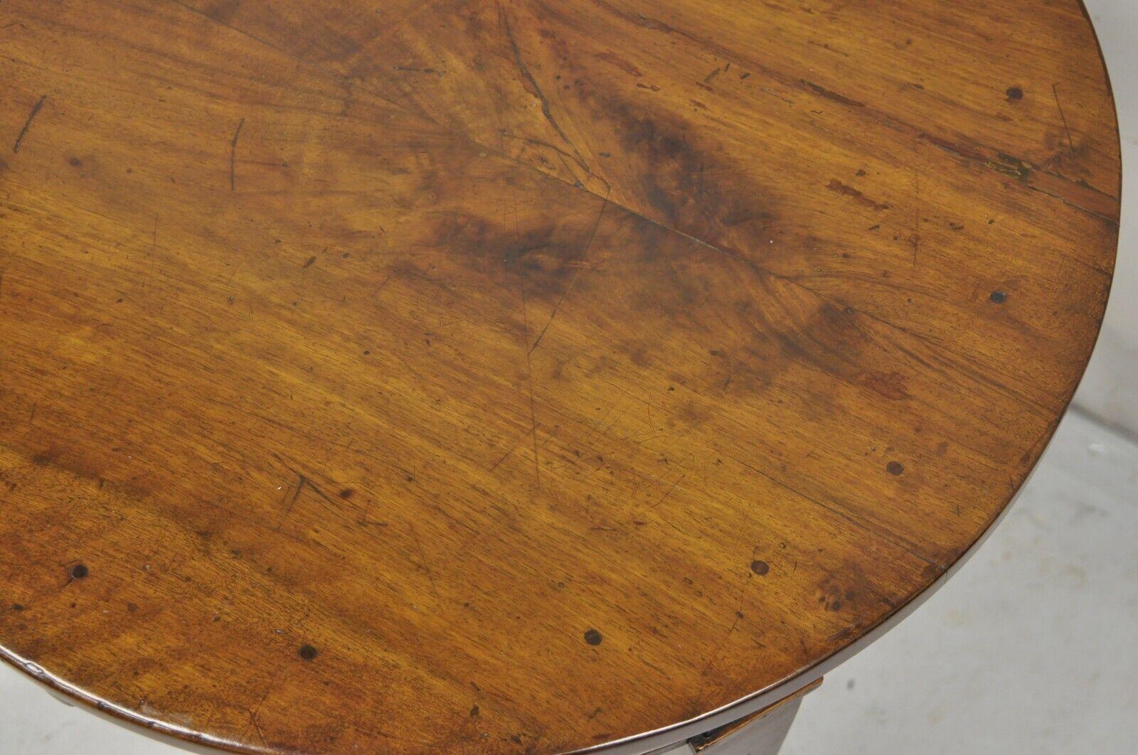 Early 19th Century Antique Italian Biedermeier Country Provincial Cherry 1 Drawer Round Side Table