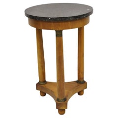 Antiker italienischer Biedermeier-Beistelltisch mit Marmorplatte, Französisches Empire, Französisches Empire