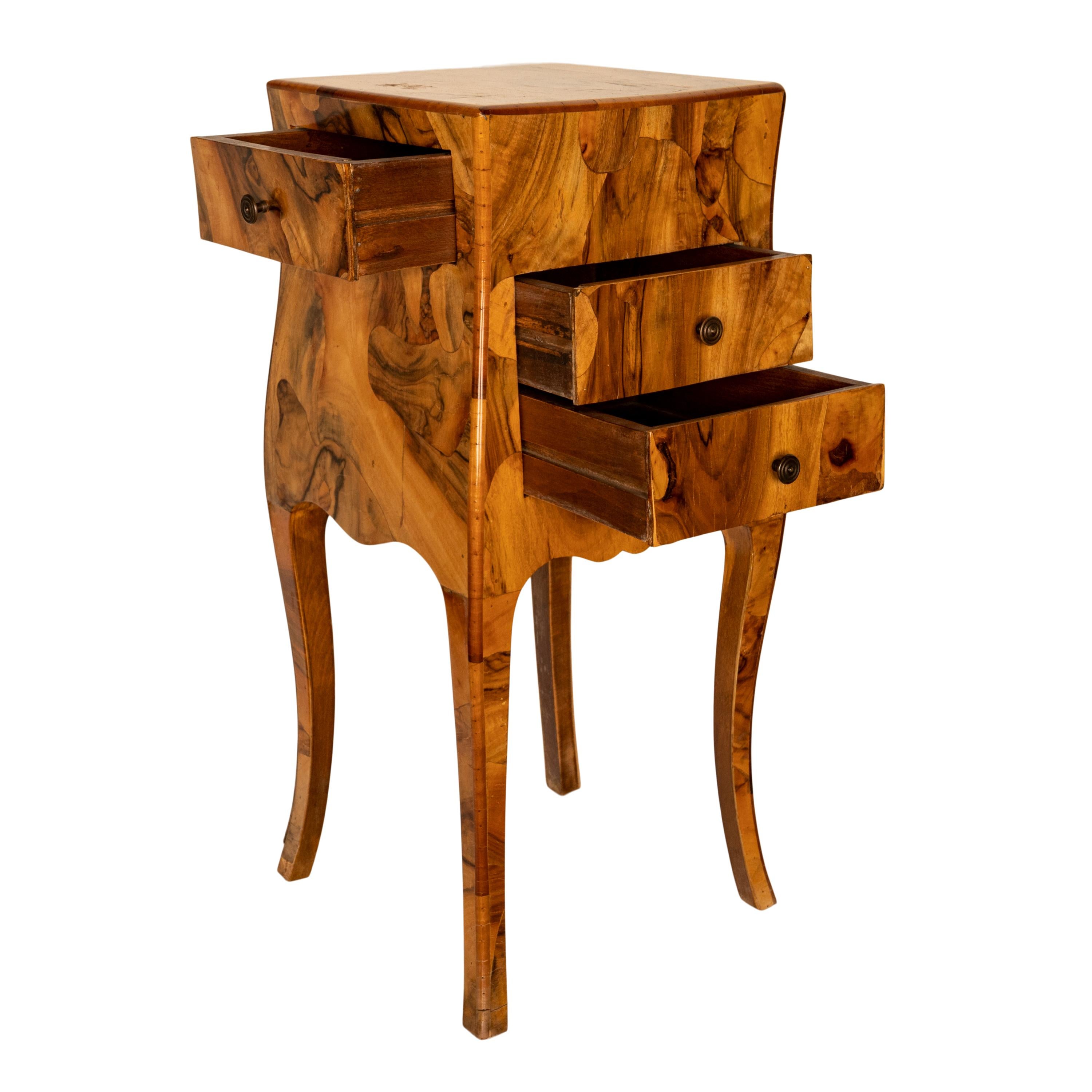 Antique Italian Biedermeier Oyster Burl Wood Nightstand Side Table Cabinet 1900 5
