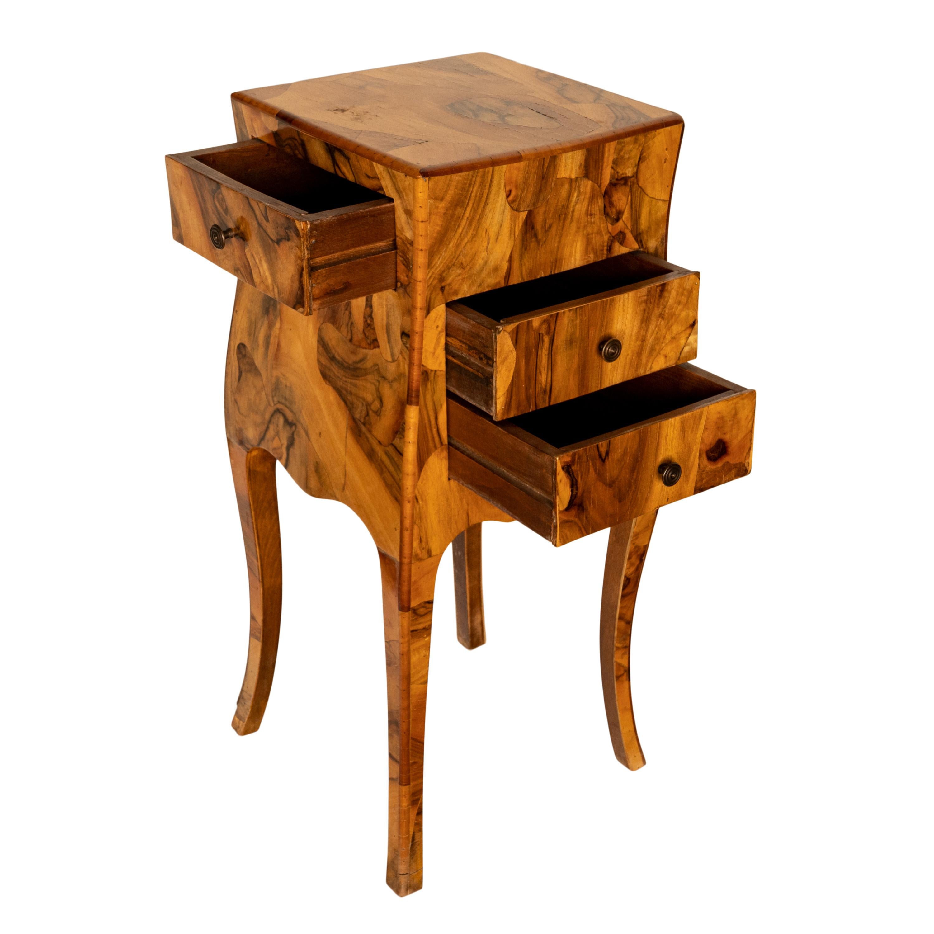 Antique Italian Biedermeier Oyster Burl Wood Nightstand Side Table Cabinet 1900 6