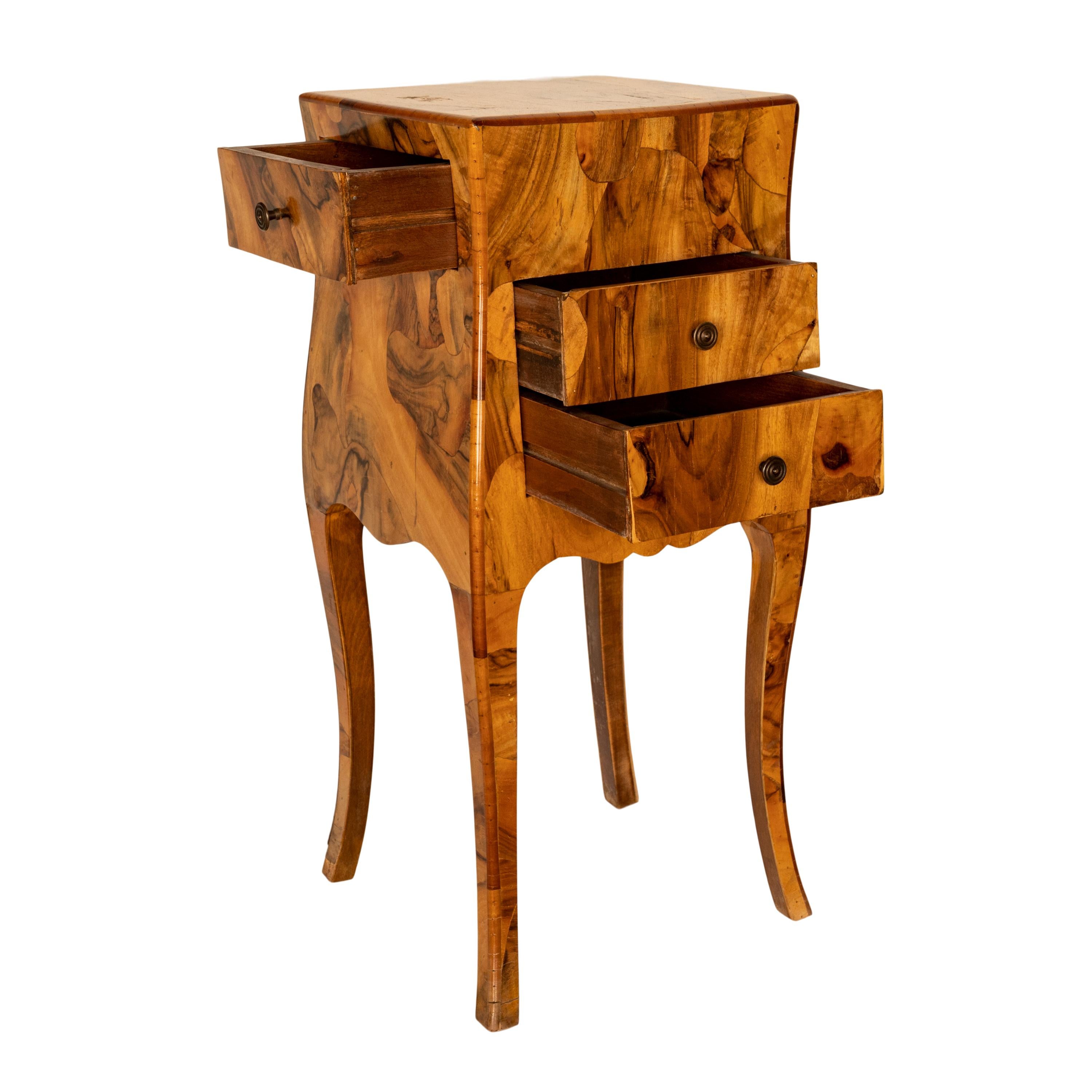 Antique Italian Biedermeier Oyster Burl Wood Nightstand Side Table Cabinet 1900 7
