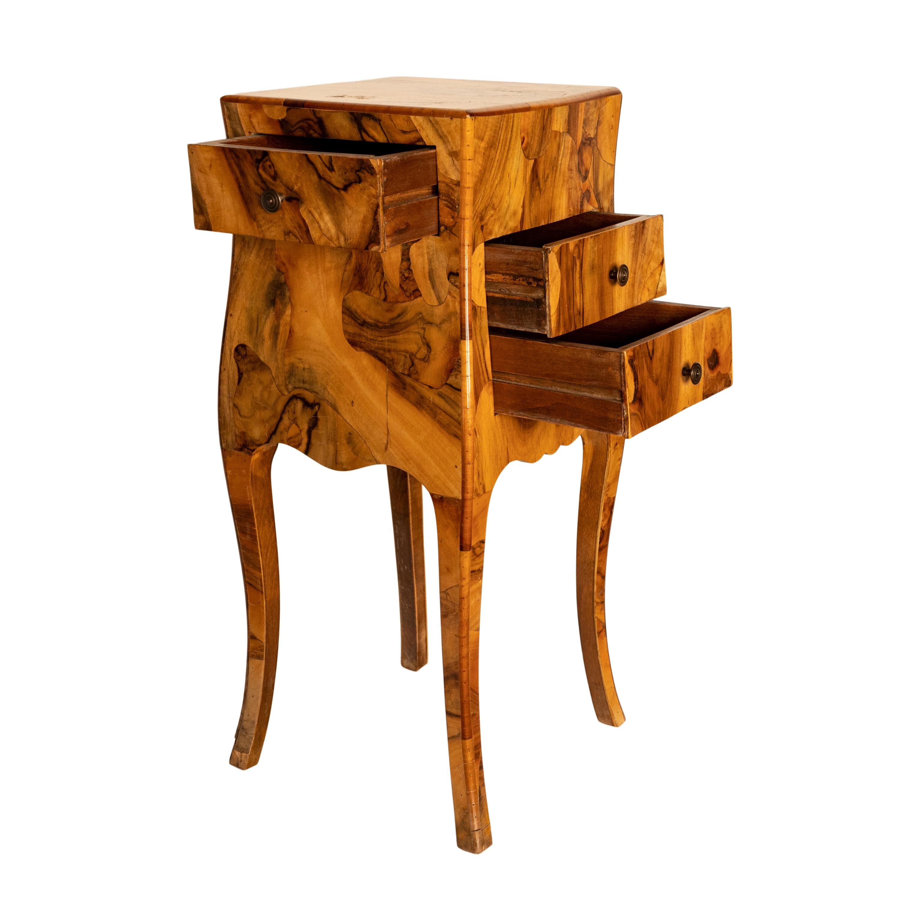 Antique Italian Biedermeier Oyster Burl Wood Nightstand Side Table Cabinet 1900 8