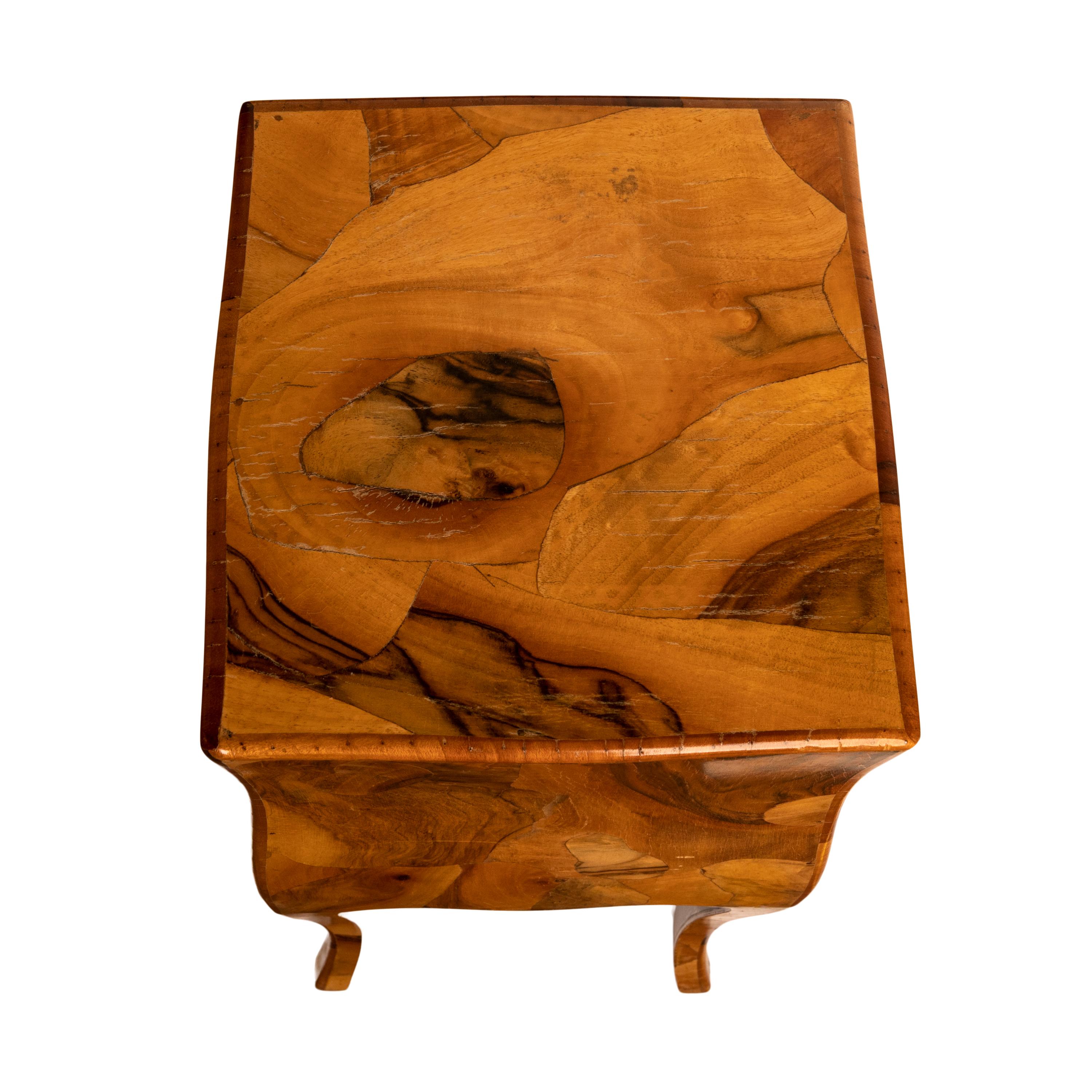 Antique Italian Biedermeier Oyster Burl Wood Nightstand Side Table Cabinet 1900 9