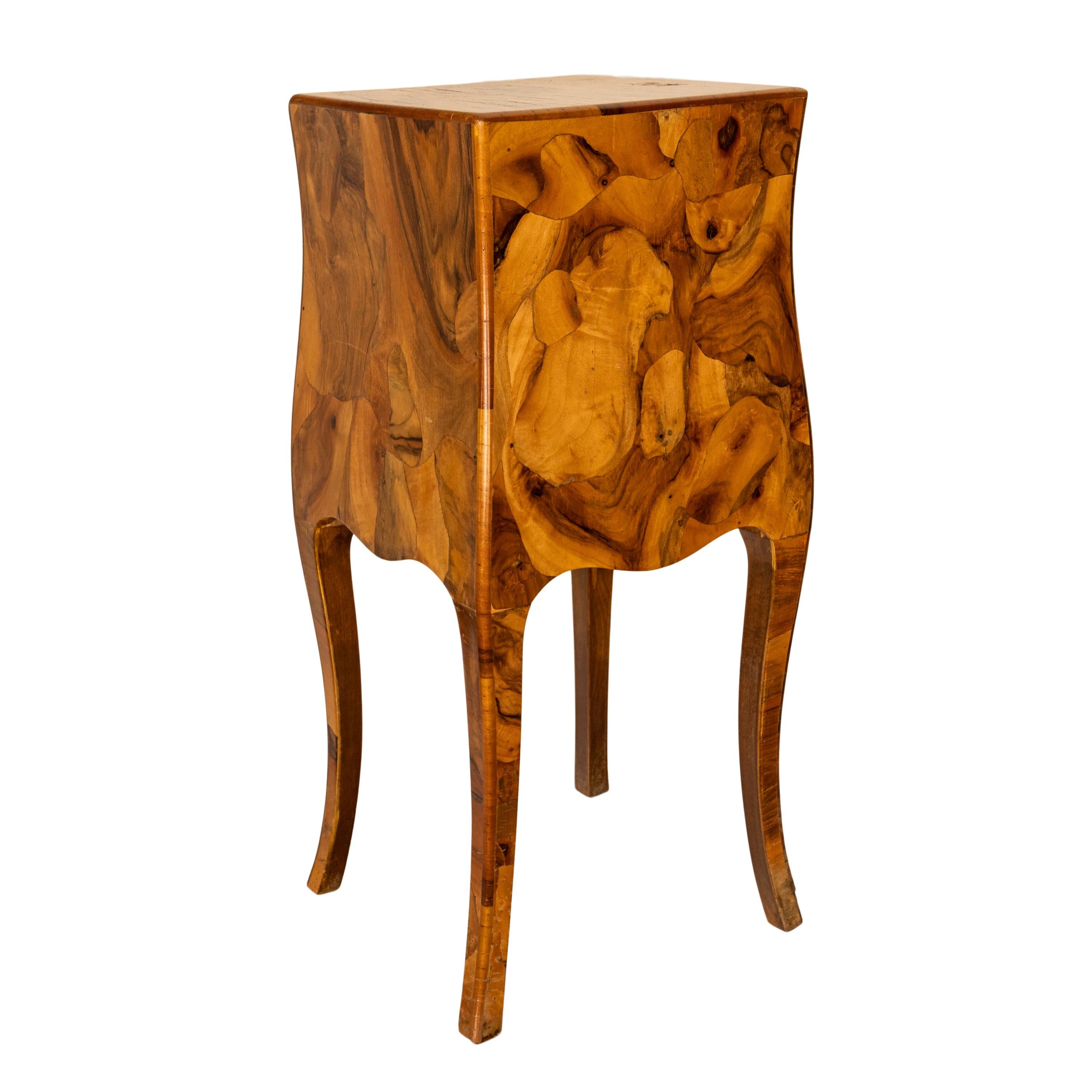 Walnut Antique Italian Biedermeier Oyster Burl Wood Nightstand Side Table Cabinet 1900