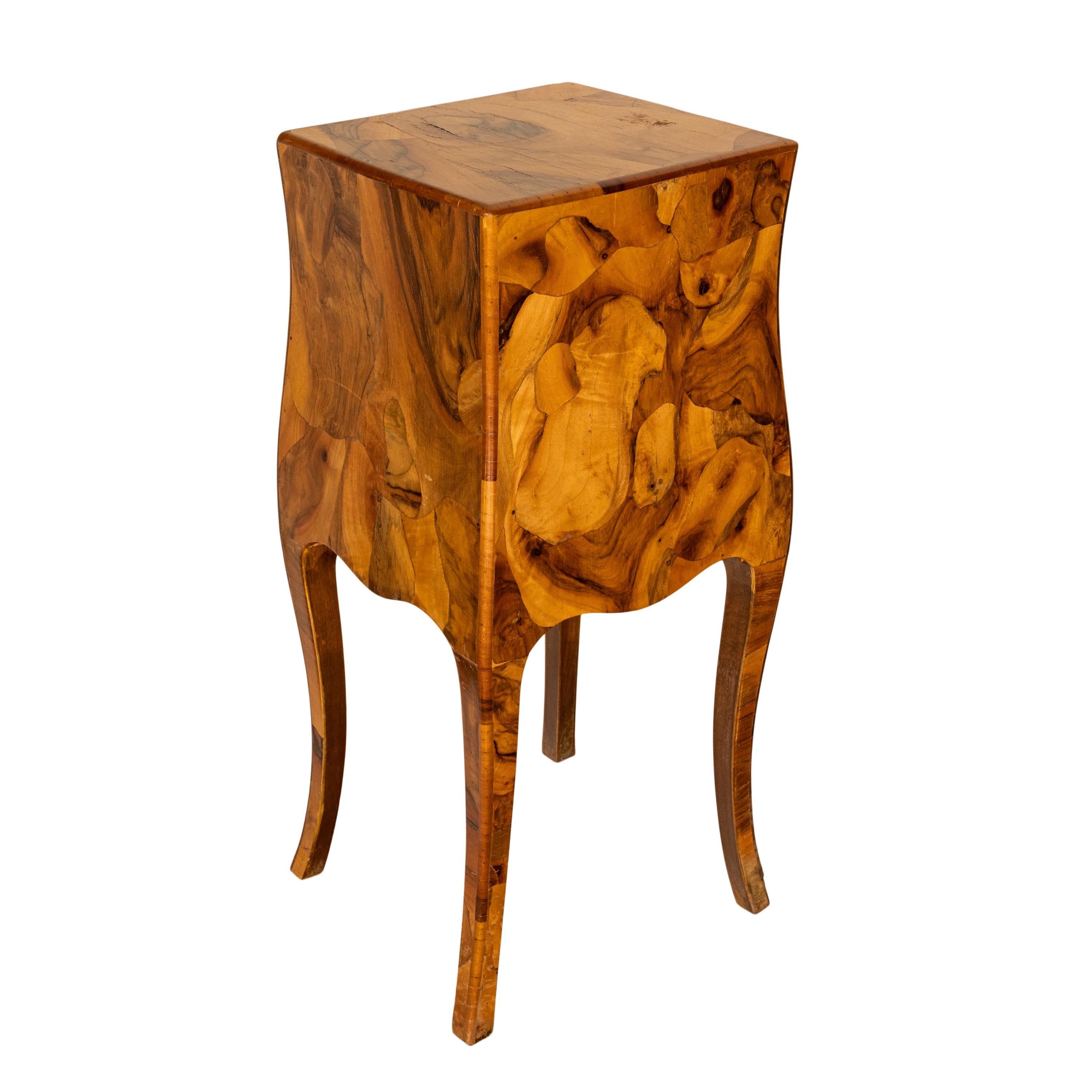 Antique Italian Biedermeier Oyster Burl Wood Nightstand Side Table Cabinet 1900 1