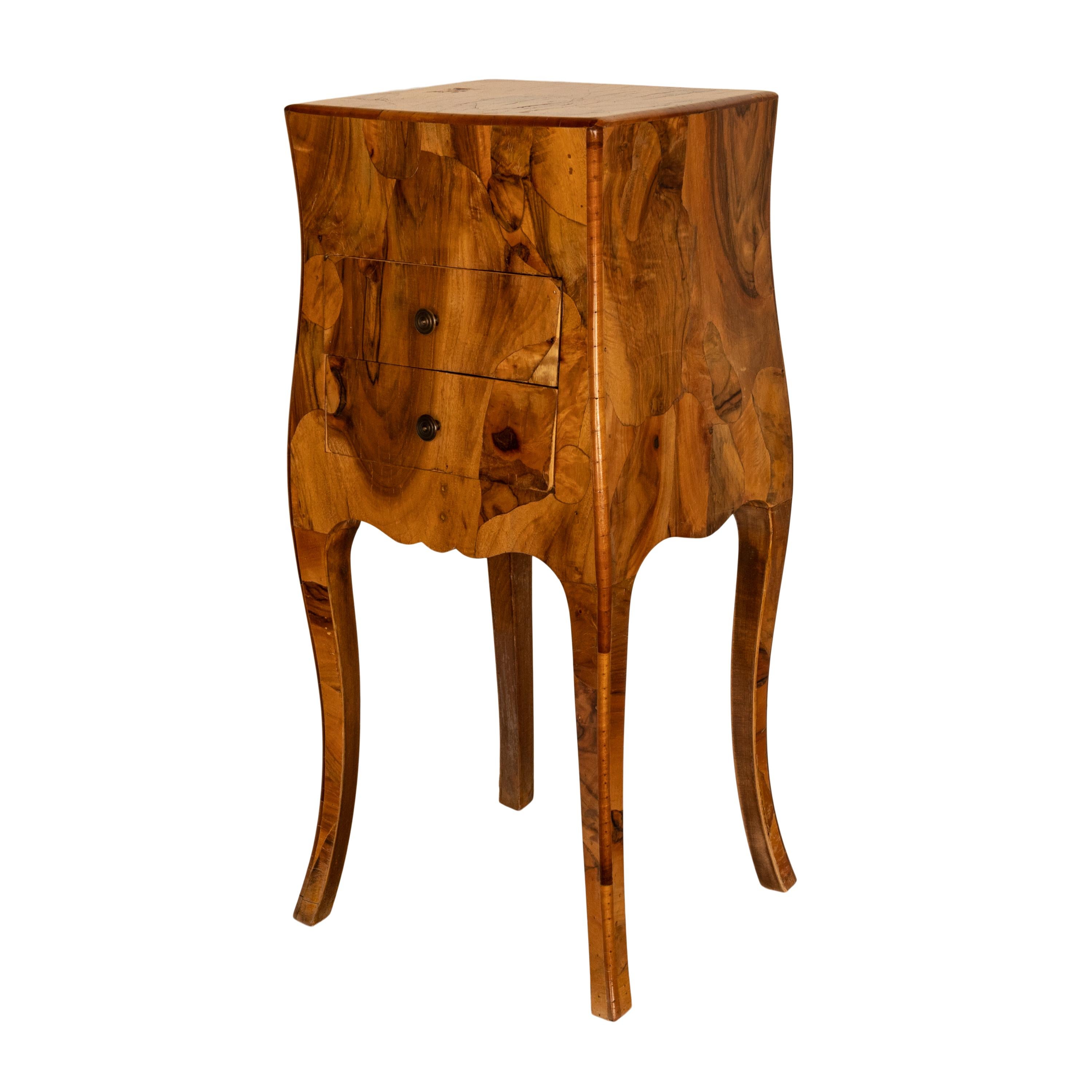 Antique Italian Biedermeier Oyster Burl Wood Nightstand Side Table Cabinet 1900 2