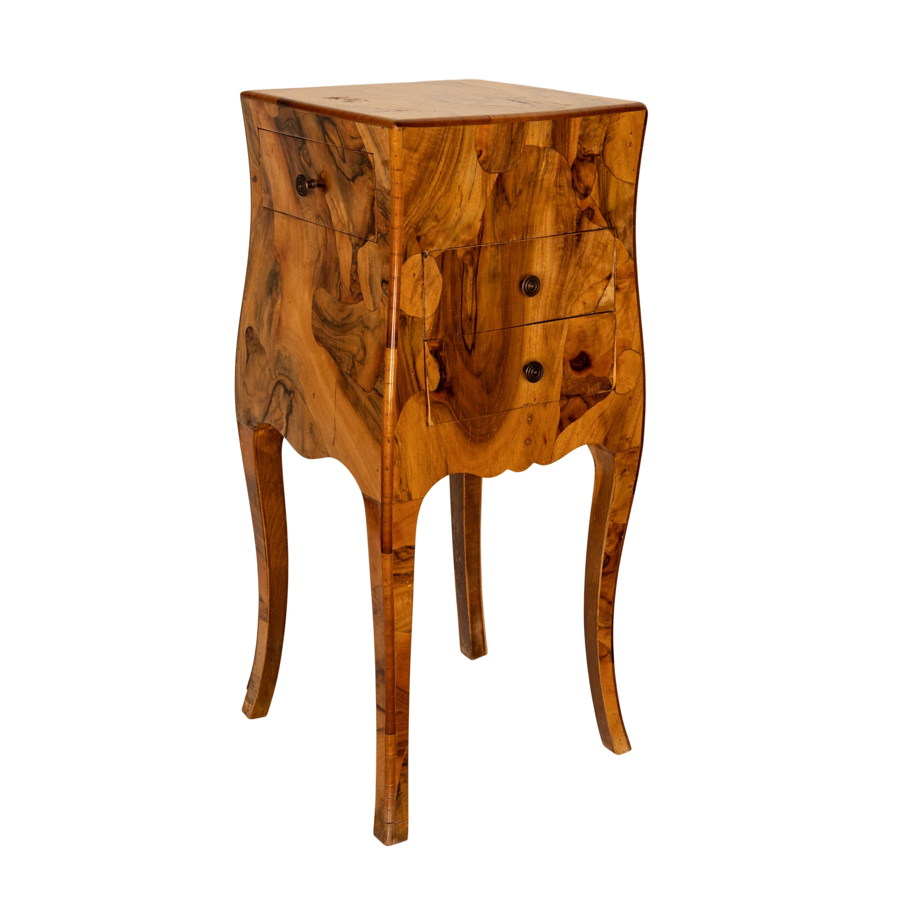 Antique Italian Biedermeier Oyster Burl Wood Nightstand Side Table Cabinet 1900 3