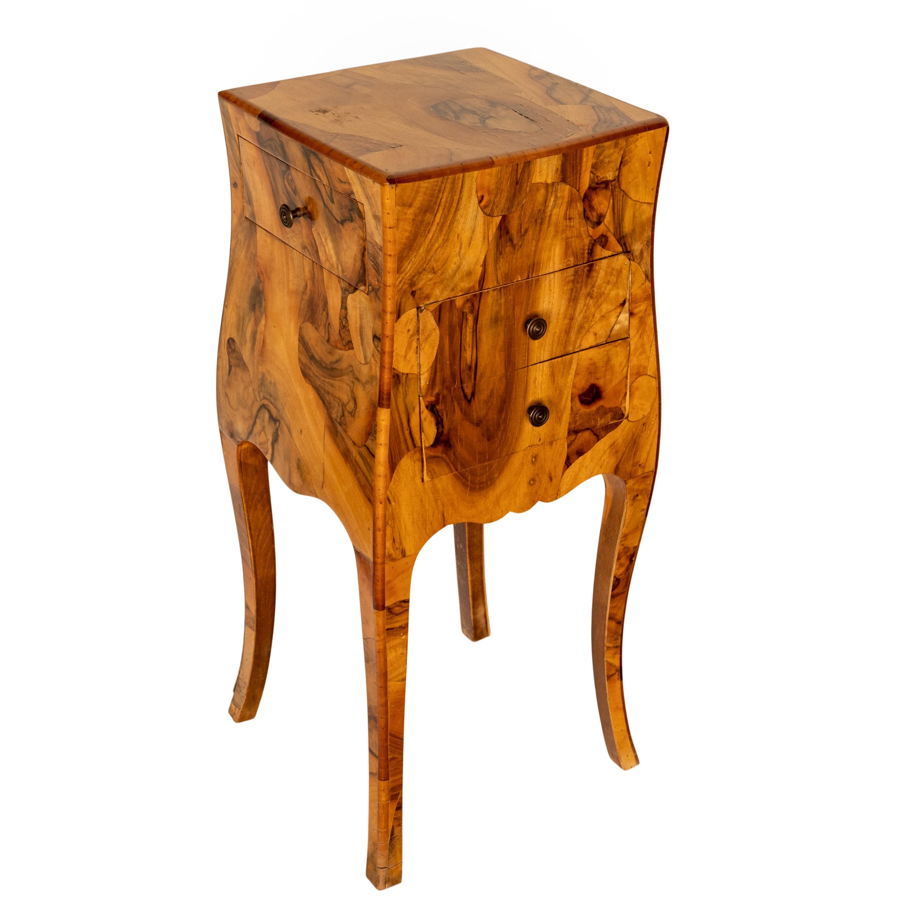 Antique Italian Biedermeier Oyster Burl Wood Nightstand Side Table Cabinet 1900 4