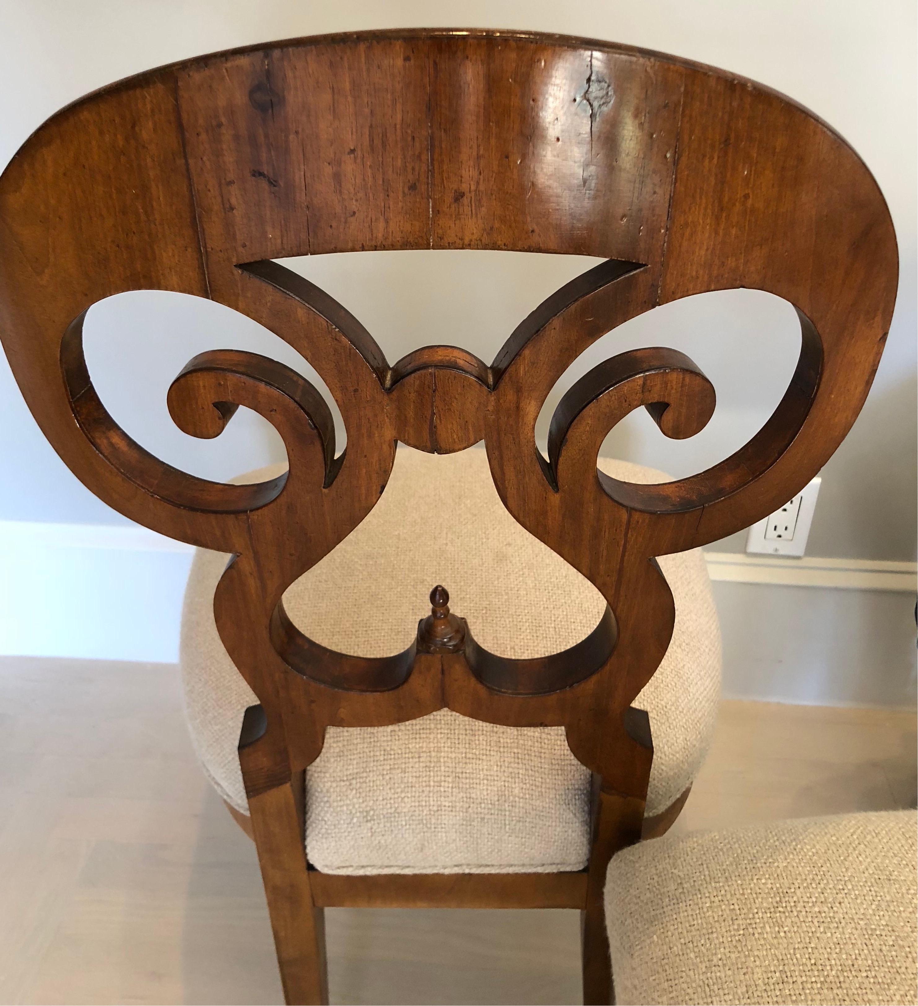 Veneer Antique Italian Biedermeier Style Chairs, Set of 4