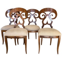 Antique Italian Biedermeier Style Chairs, Set of 4